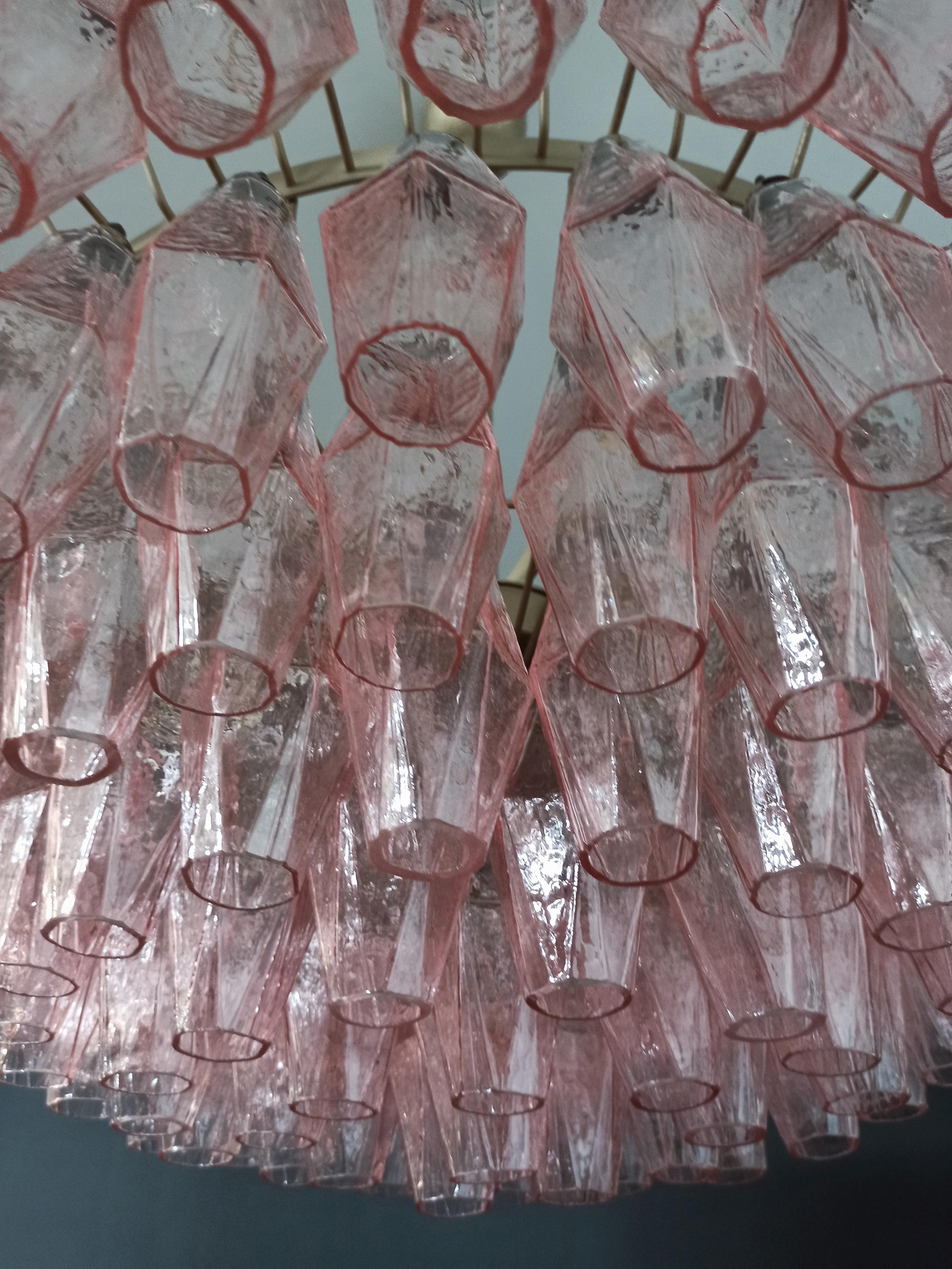 Large 35.4” Eclectic Pink Murano Chandelier in the style of Carlo Scarpa. For Sale 1
