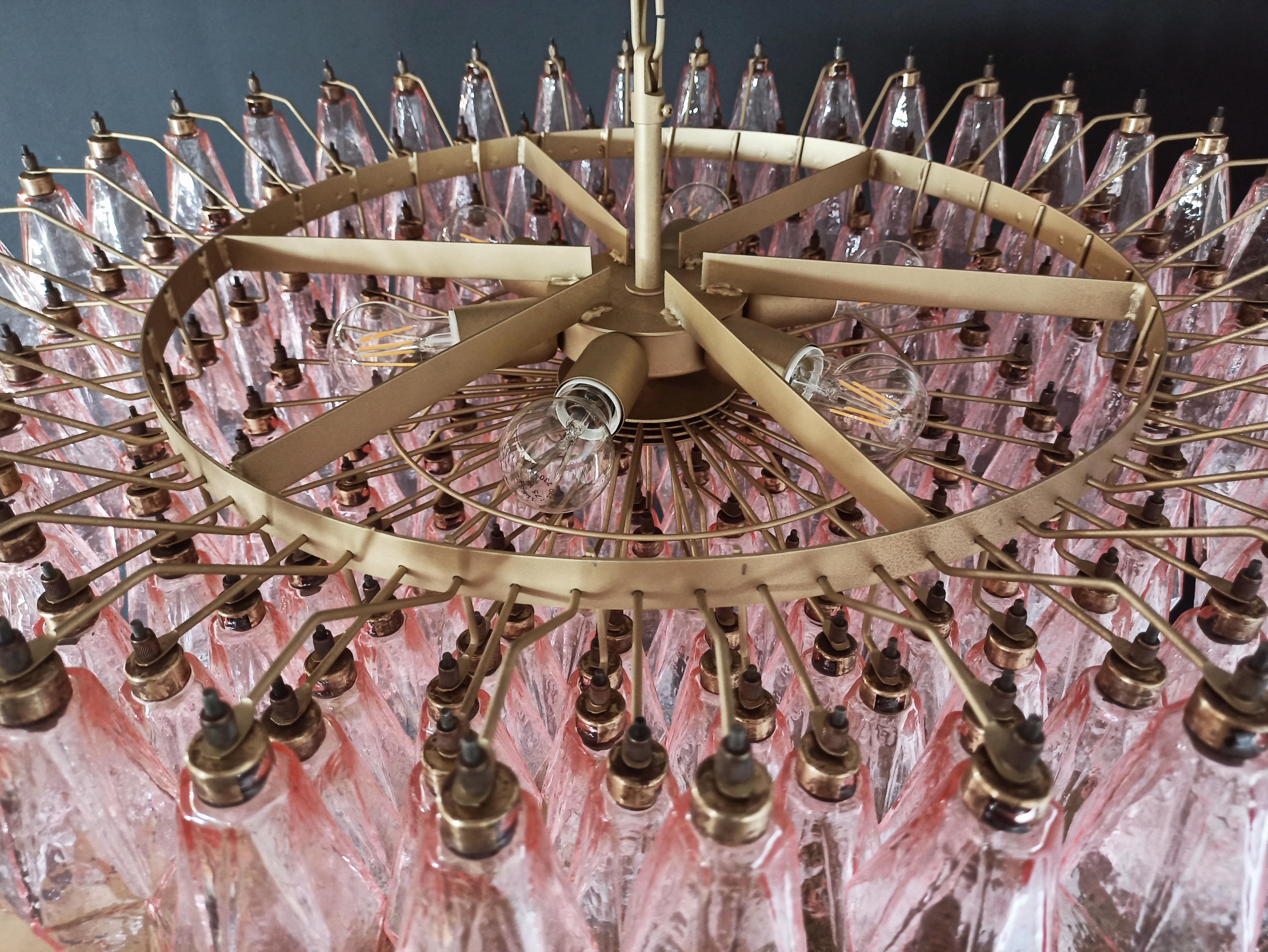 Large 35.4” Eclectic Pink Murano Chandelier in the style of Carlo Scarpa. For Sale 2