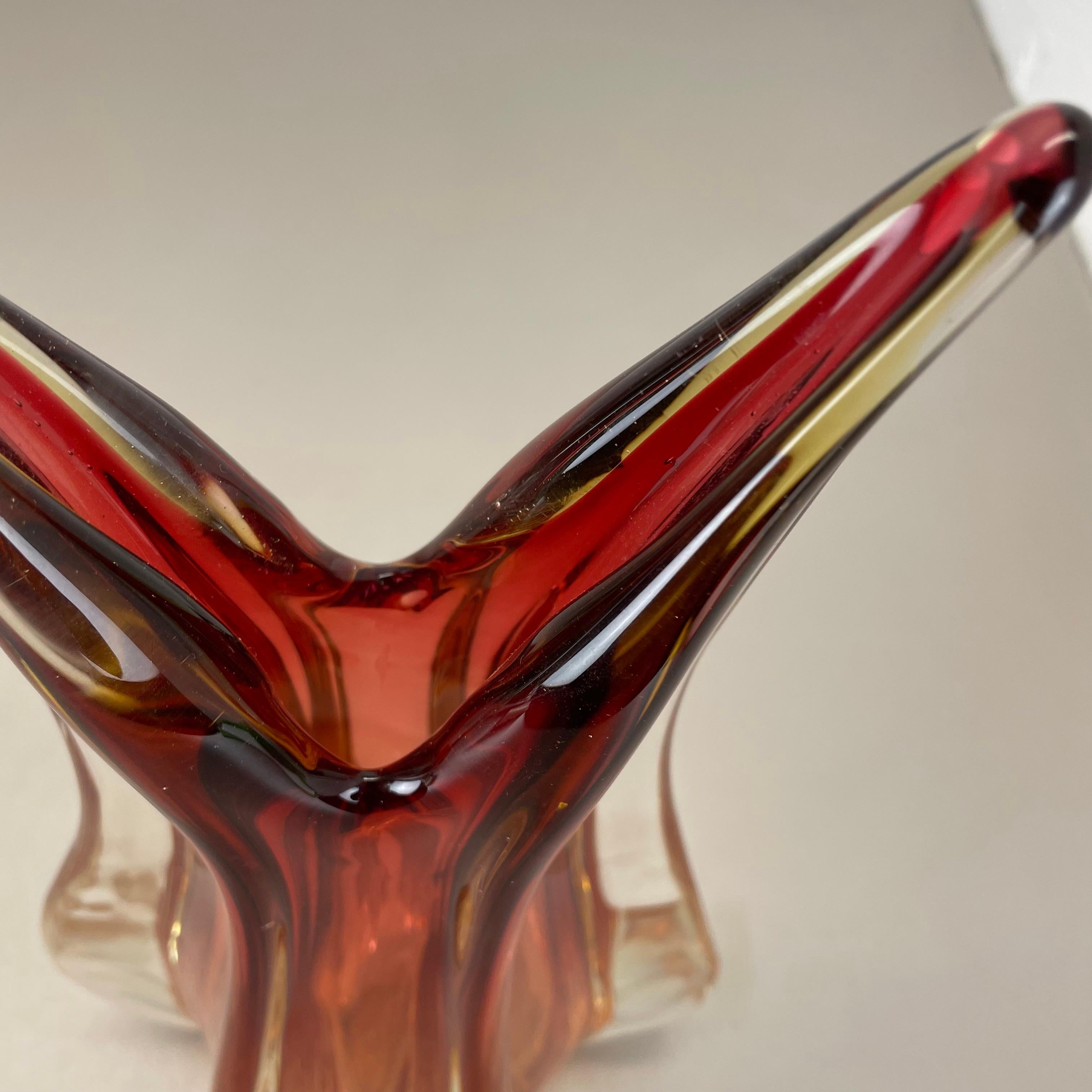 Große 35cm 2.4kg farbenfrohe Glasvase von Flavio Poli zugeschrieben, Murano, Italien 1970er Jahre im Angebot 3
