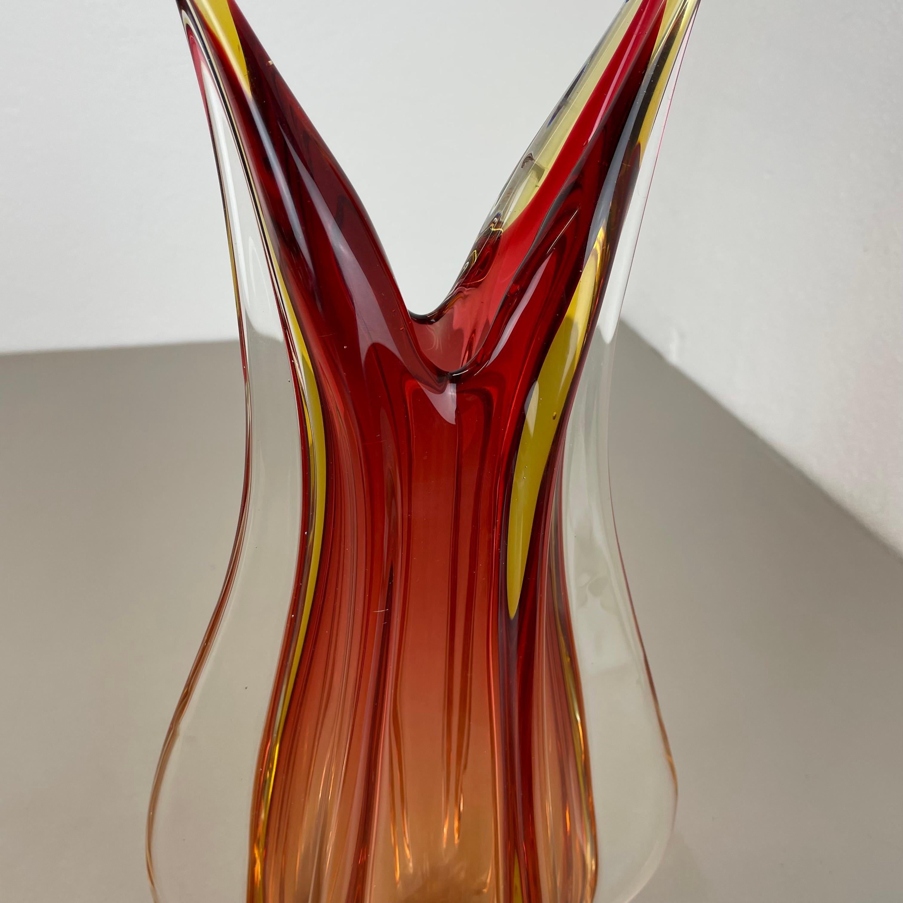 Große 35cm 2.4kg farbenfrohe Glasvase von Flavio Poli zugeschrieben, Murano, Italien 1970er Jahre im Angebot 6