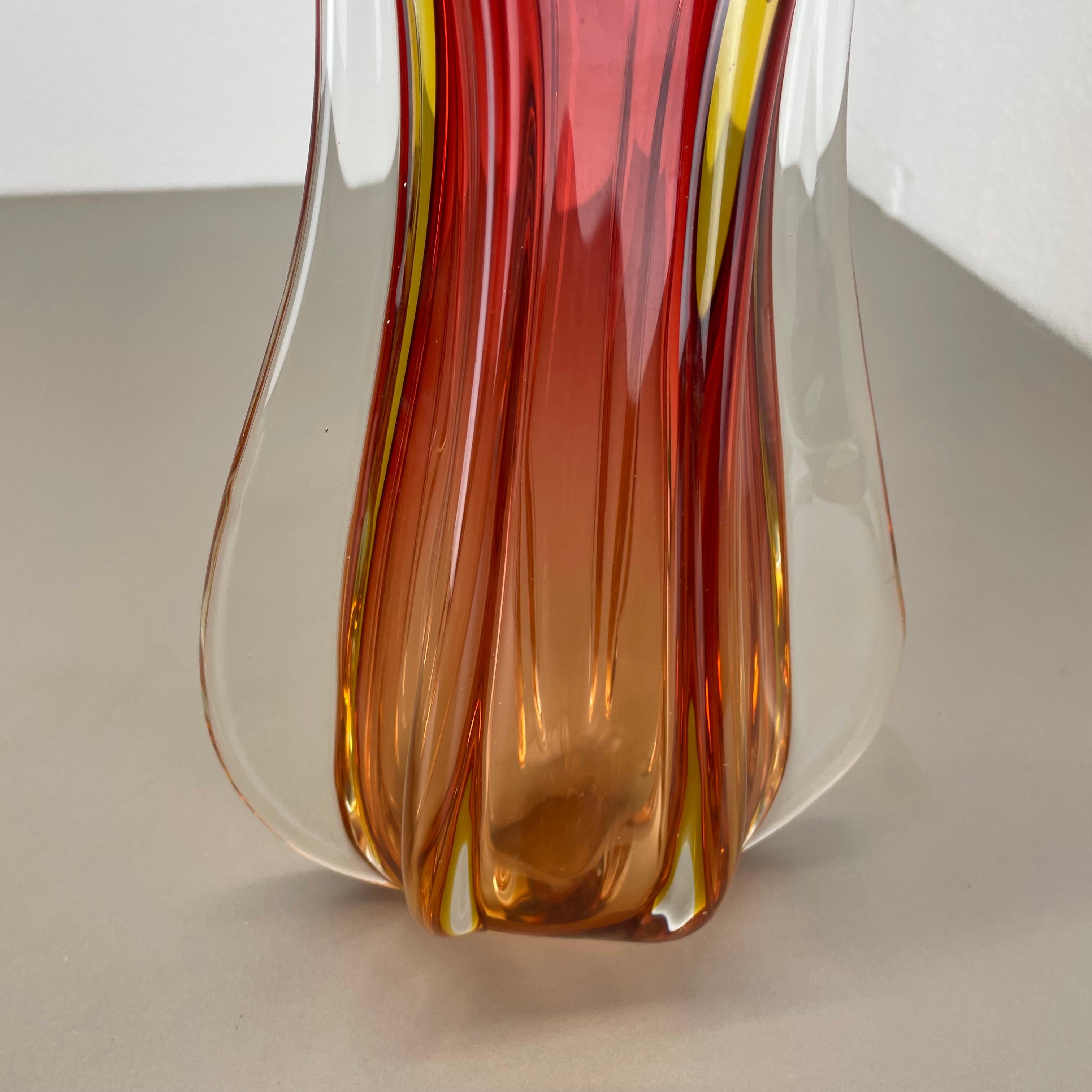 Große 35cm 2.4kg farbenfrohe Glasvase von Flavio Poli zugeschrieben, Murano, Italien 1970er Jahre im Angebot 7