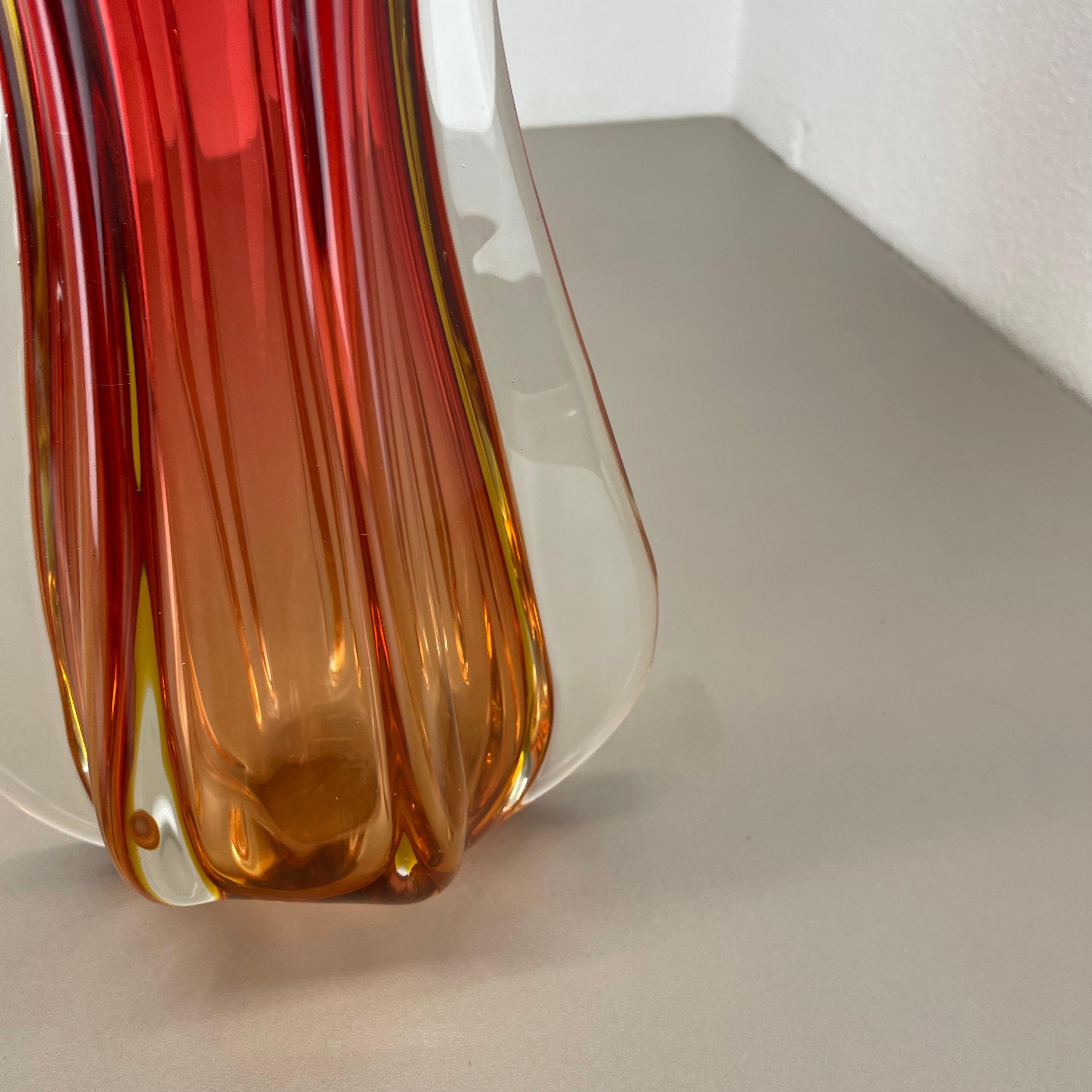 Große 35cm 2.4kg farbenfrohe Glasvase von Flavio Poli zugeschrieben, Murano, Italien 1970er Jahre im Angebot 8