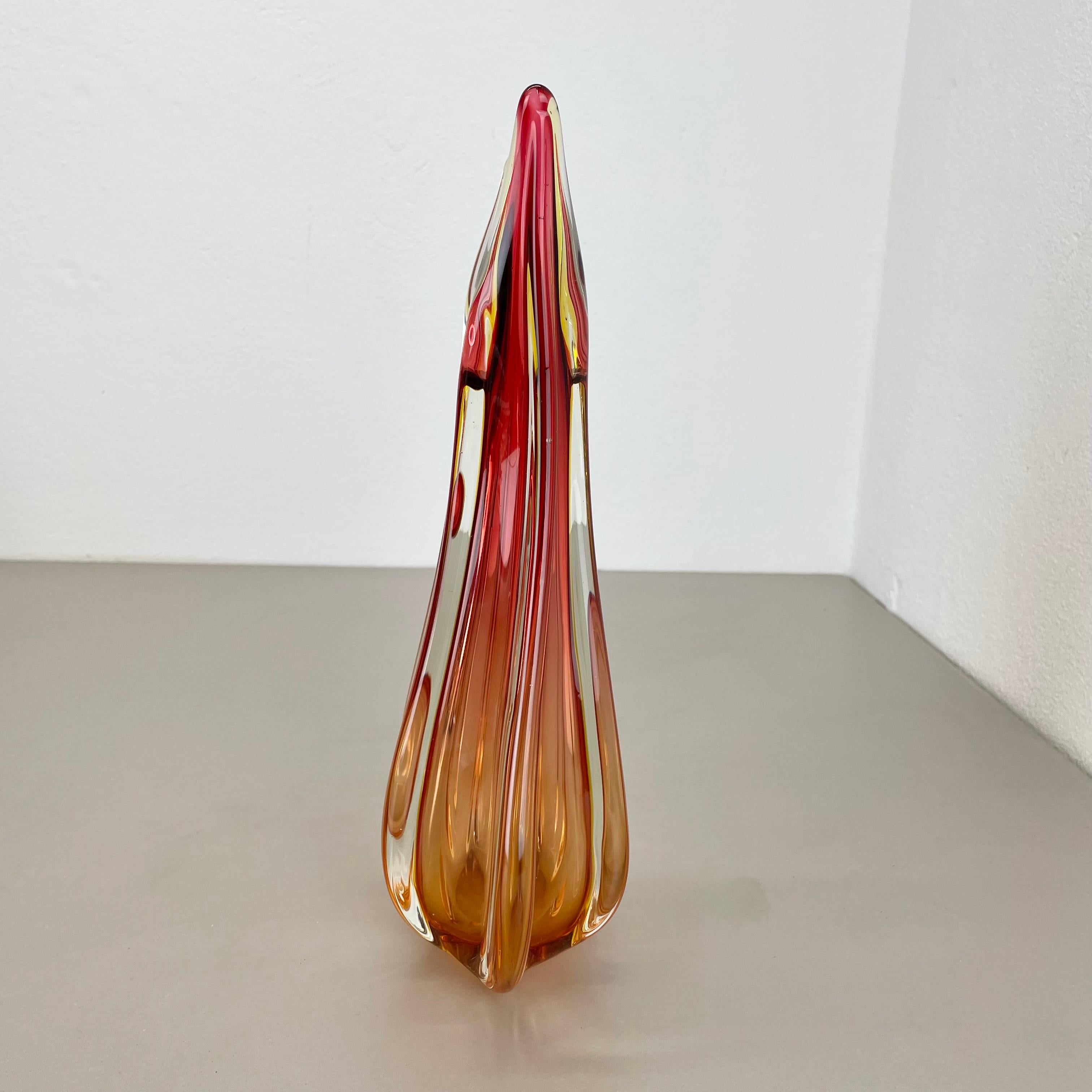 Große 35cm 2.4kg farbenfrohe Glasvase von Flavio Poli zugeschrieben, Murano, Italien 1970er Jahre im Angebot 9