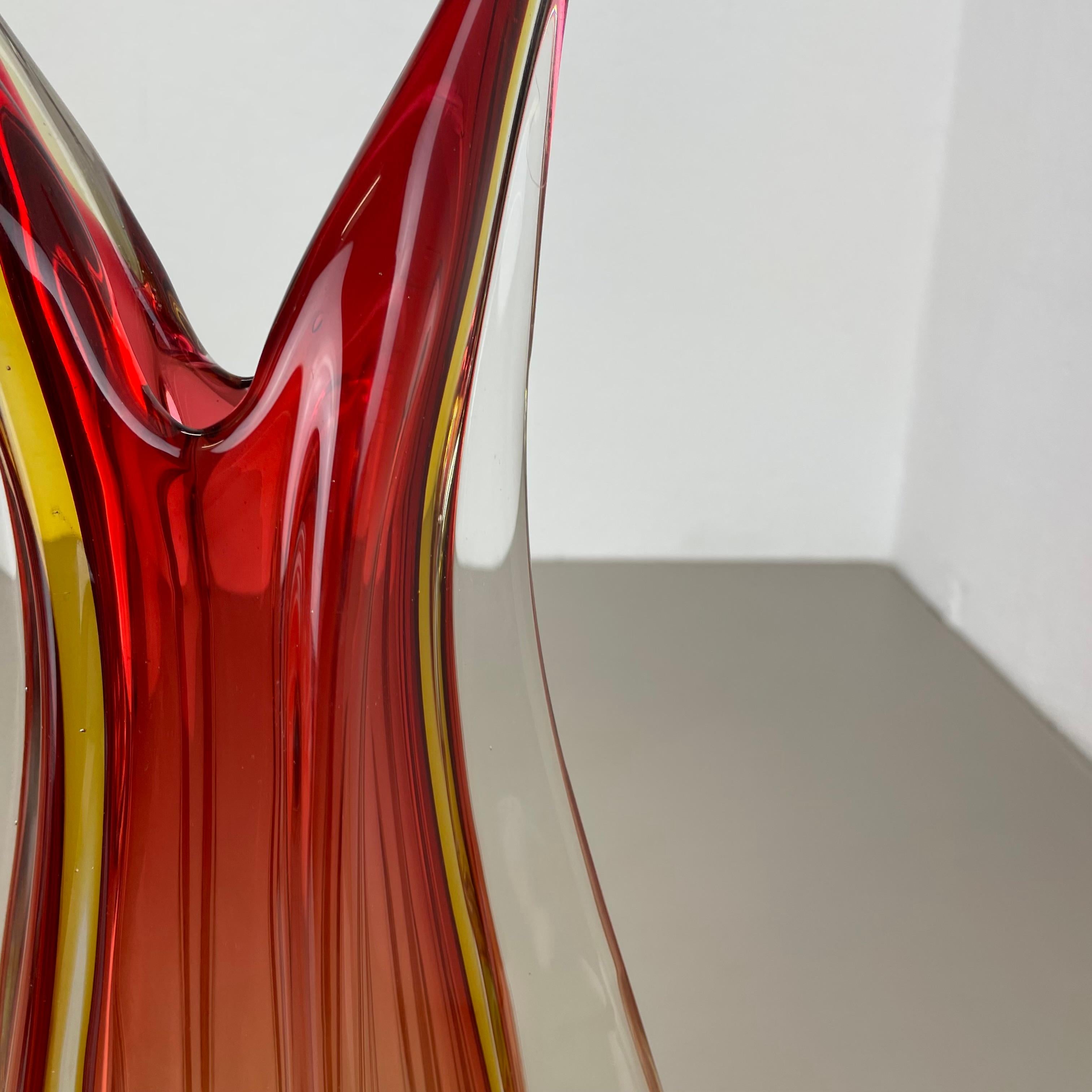 Große 35cm 2.4kg farbenfrohe Glasvase von Flavio Poli zugeschrieben, Murano, Italien 1970er Jahre (Muranoglas) im Angebot