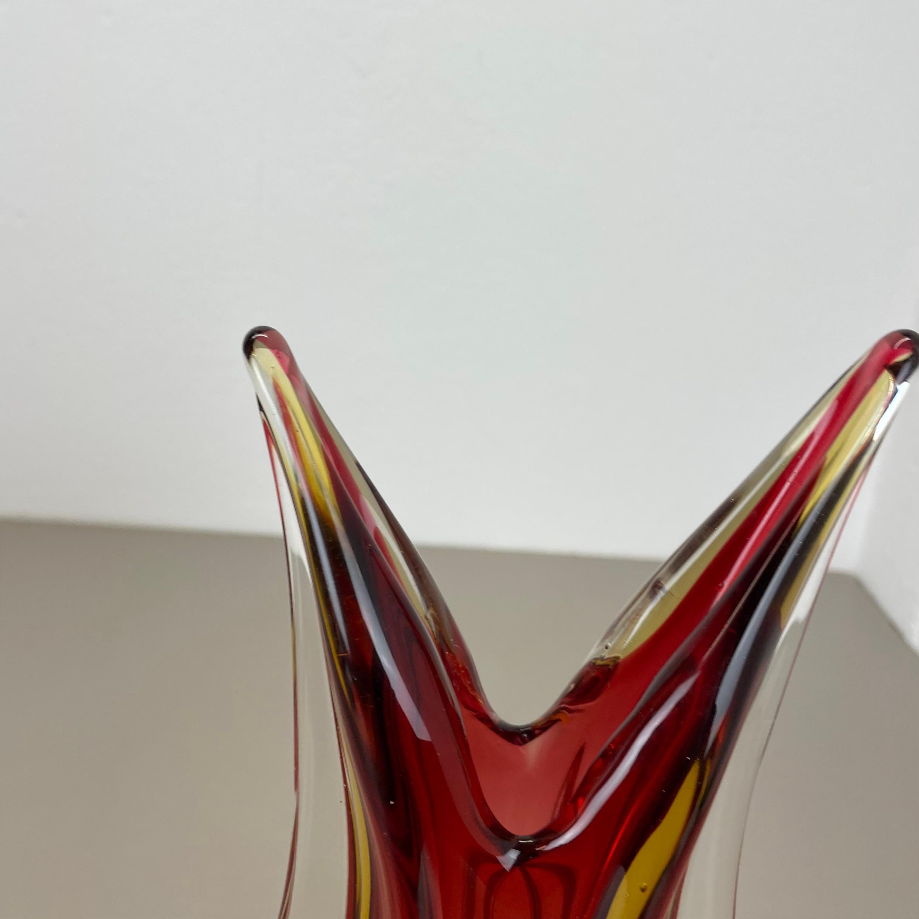 Große 35cm 2.4kg farbenfrohe Glasvase von Flavio Poli zugeschrieben, Murano, Italien 1970er Jahre im Angebot 2
