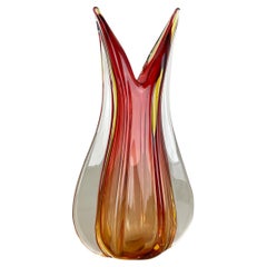 Grand vase en verre coloré de 35cm 2,4kg par Flavio Poli Attribut, Murano, Italie 1970