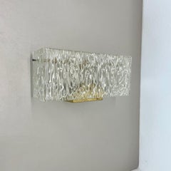 Large 35cm cubic Hollywood Regency Ice Glass Wall Light by J.T. Kalmar, 1950s