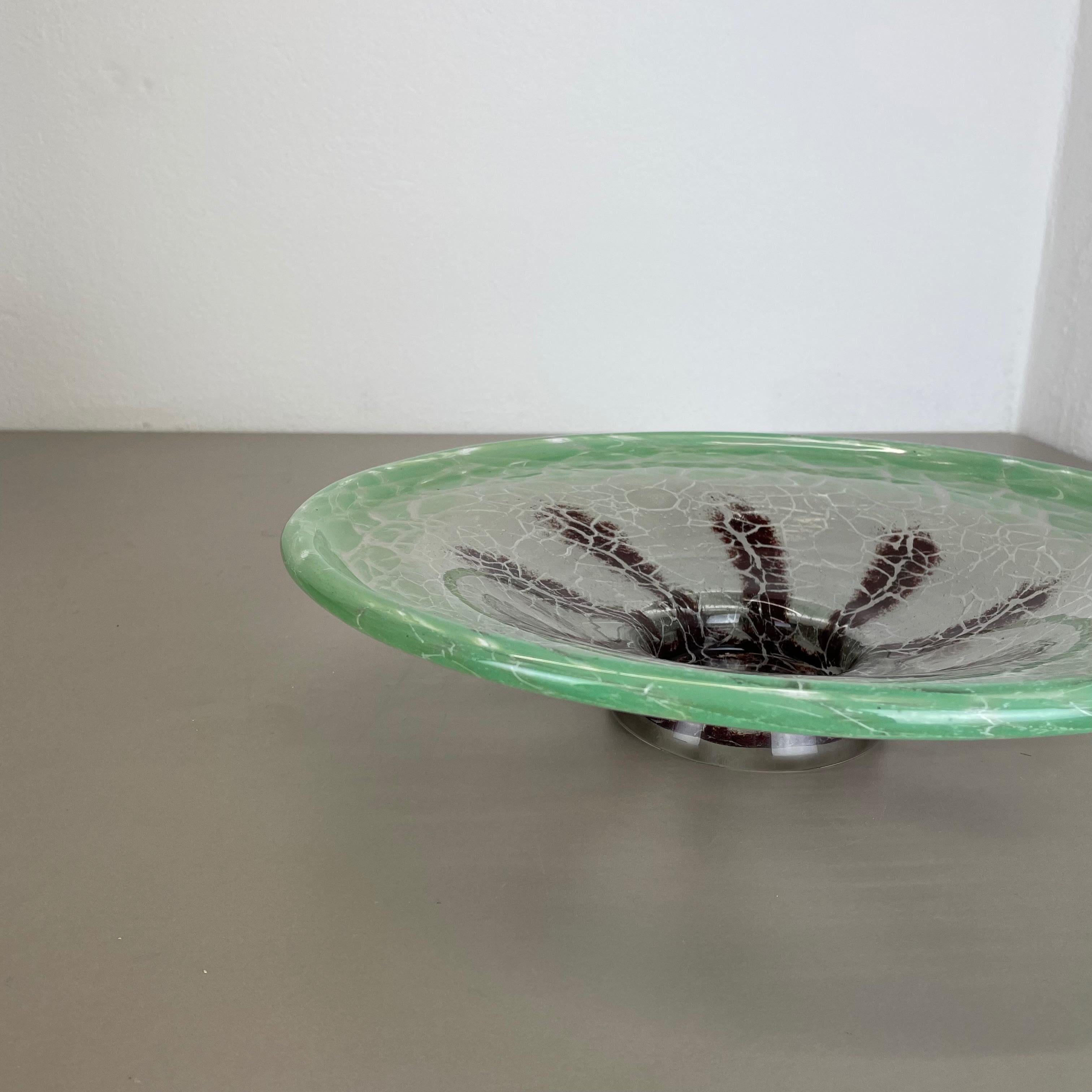 Large Glass Bowl by Karl Wiedmann for WMF Ikora, 1930s Baushaus Art Deco For Sale 4
