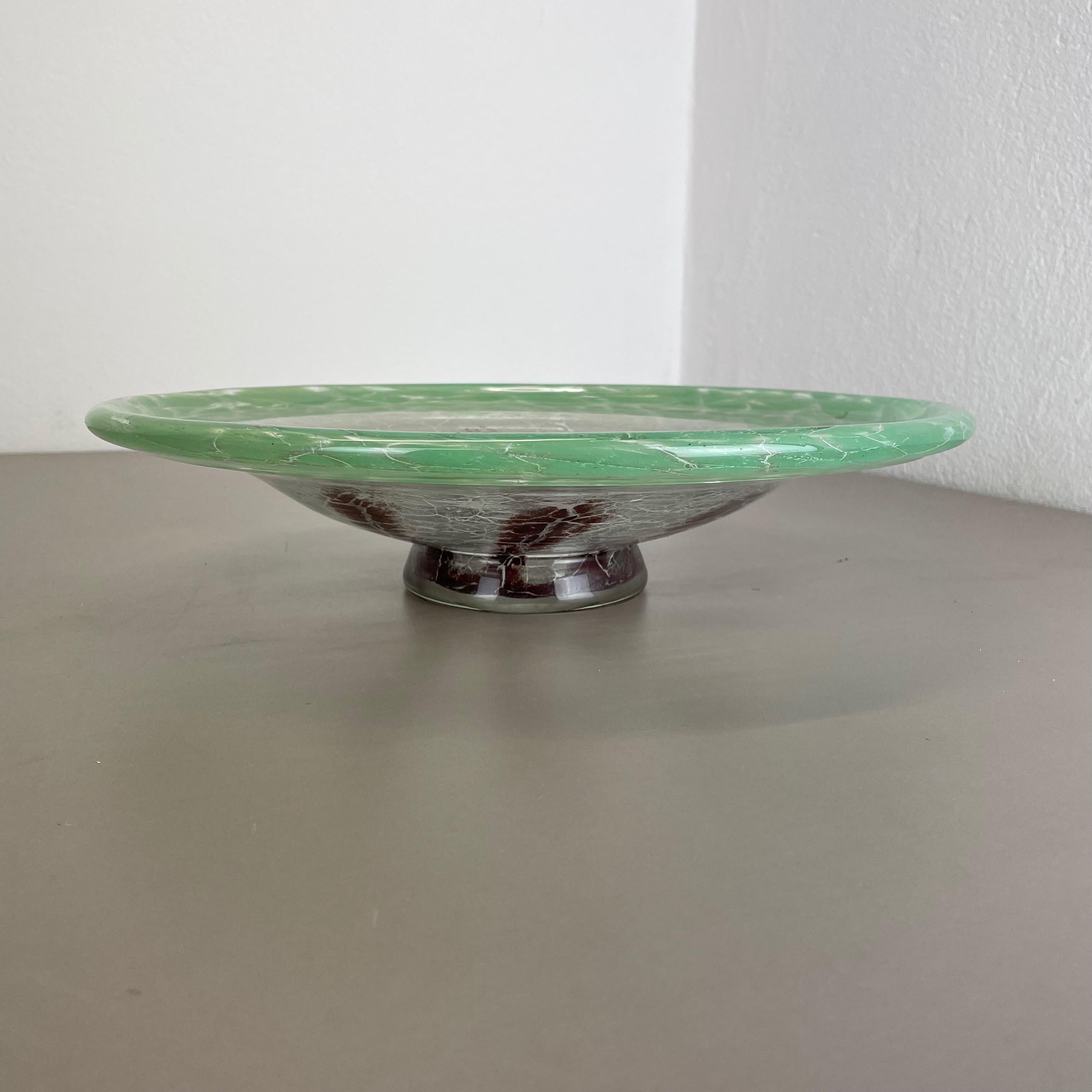 Large Glass Bowl by Karl Wiedmann for WMF Ikora, 1930s Baushaus Art Deco For Sale 5