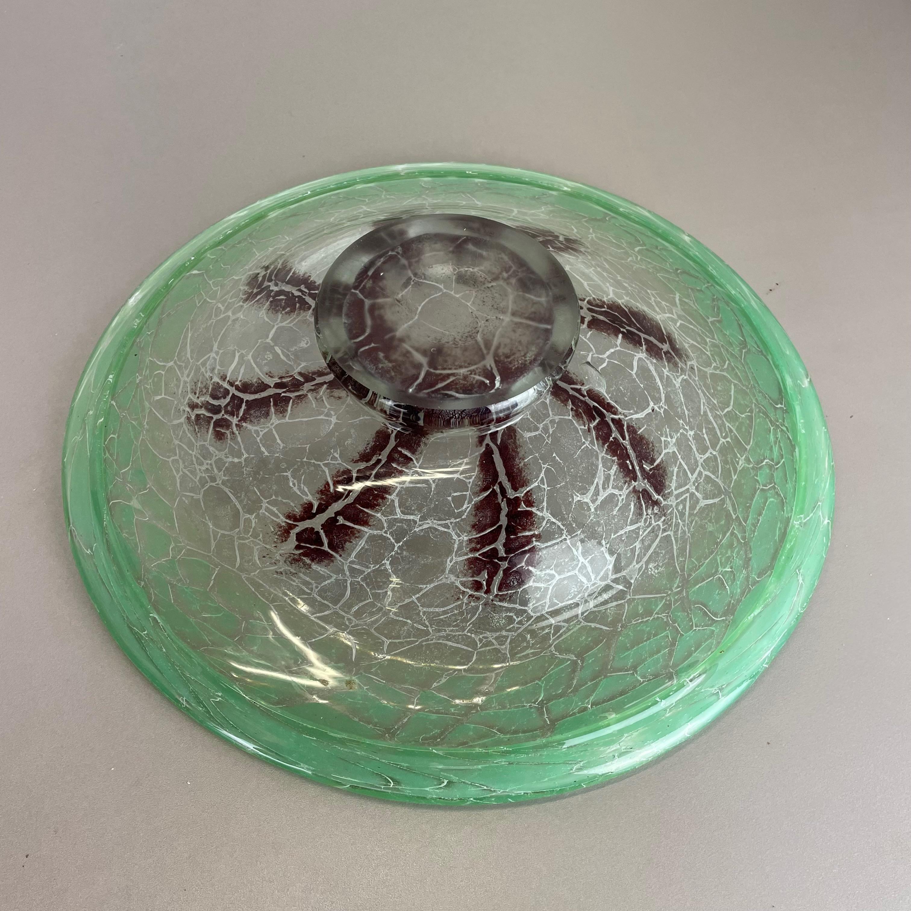 Large Glass Bowl by Karl Wiedmann for WMF Ikora, 1930s Baushaus Art Deco For Sale 13
