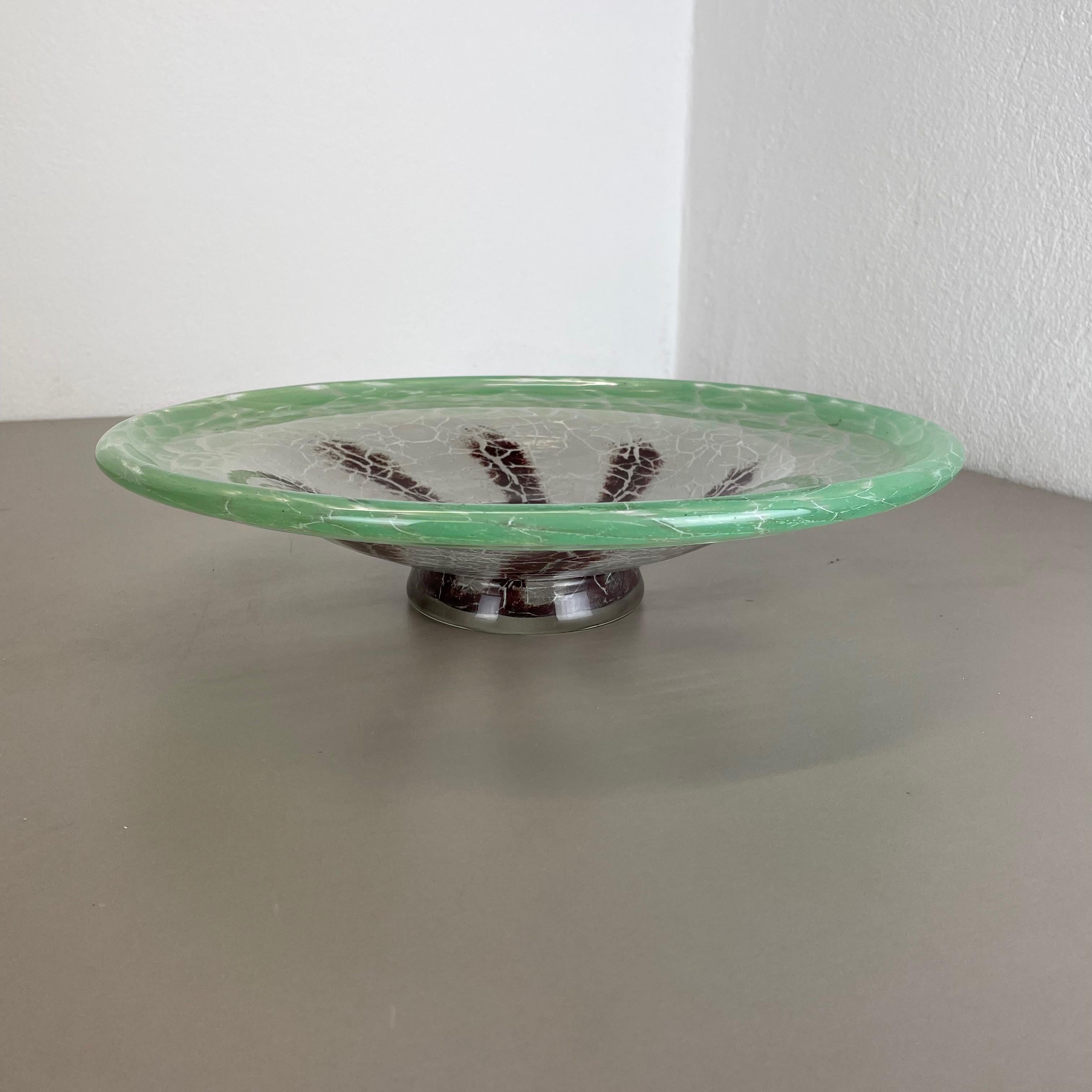 German Large Glass Bowl by Karl Wiedmann for WMF Ikora, 1930s Baushaus Art Deco For Sale