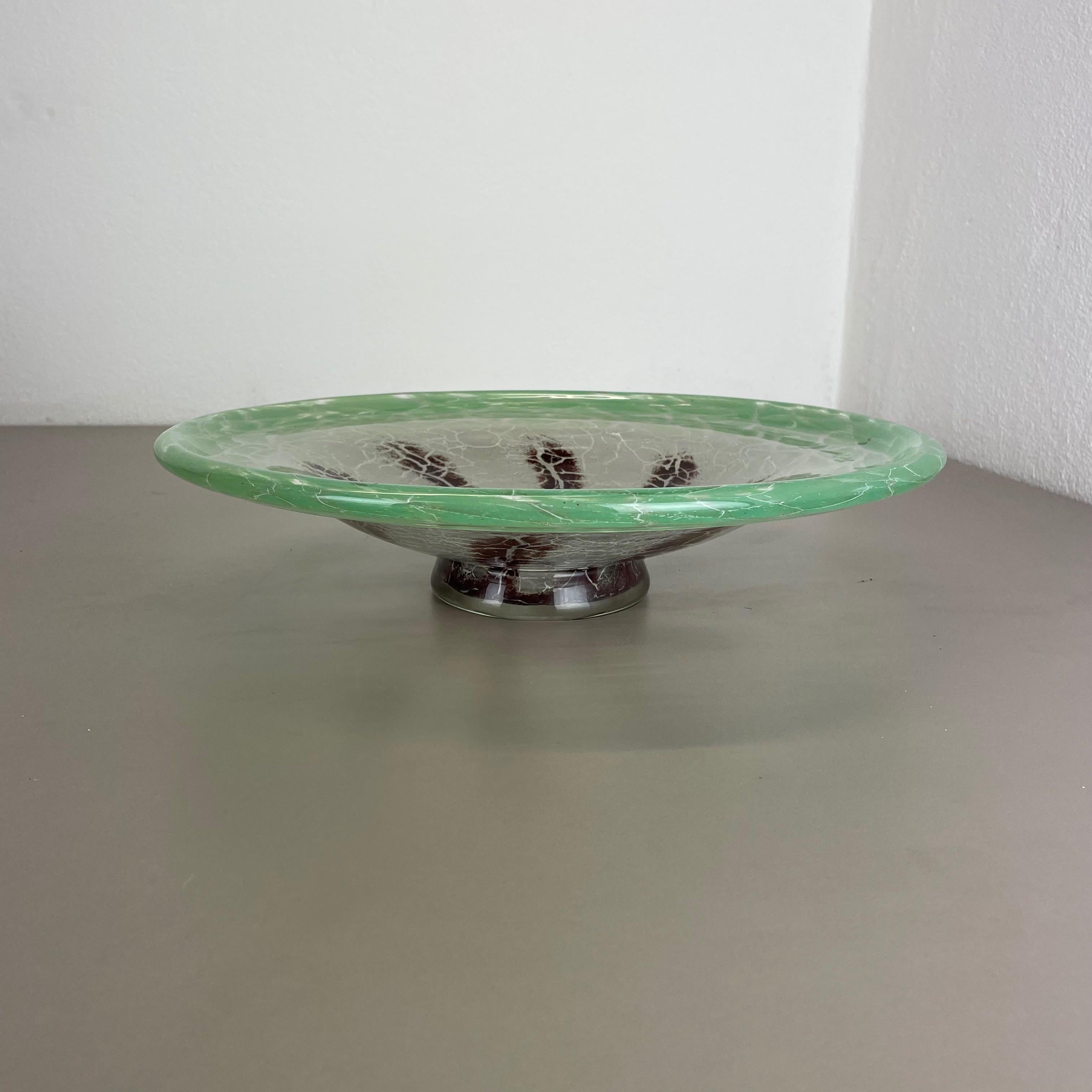 Large Glass Bowl by Karl Wiedmann for WMF Ikora, 1930s Baushaus Art Deco In Good Condition For Sale In Kirchlengern, DE