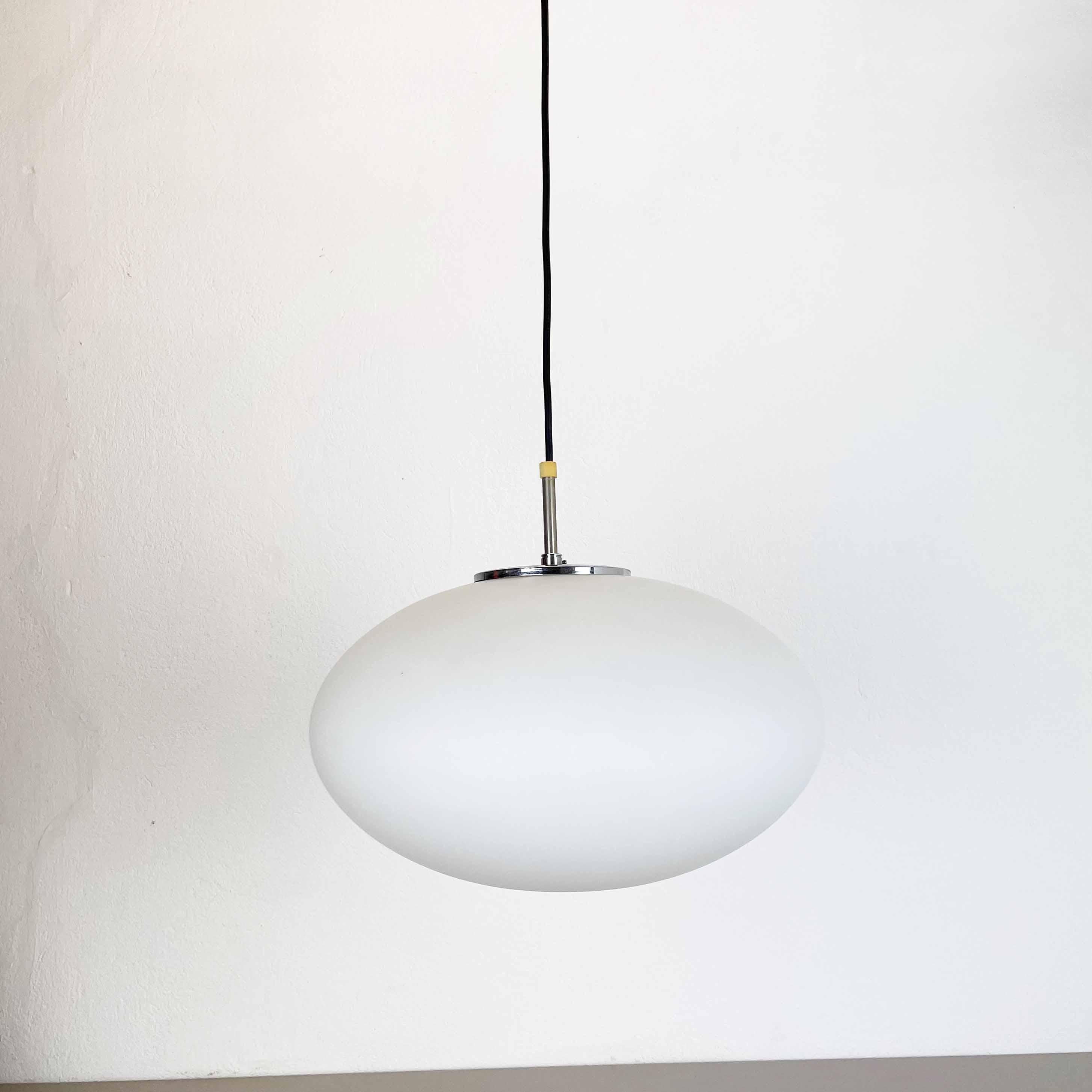 Mid-Century Modern White UFO Opal Glass Hanging Light by Peill and Putzler, Germany, 1970s For Sale