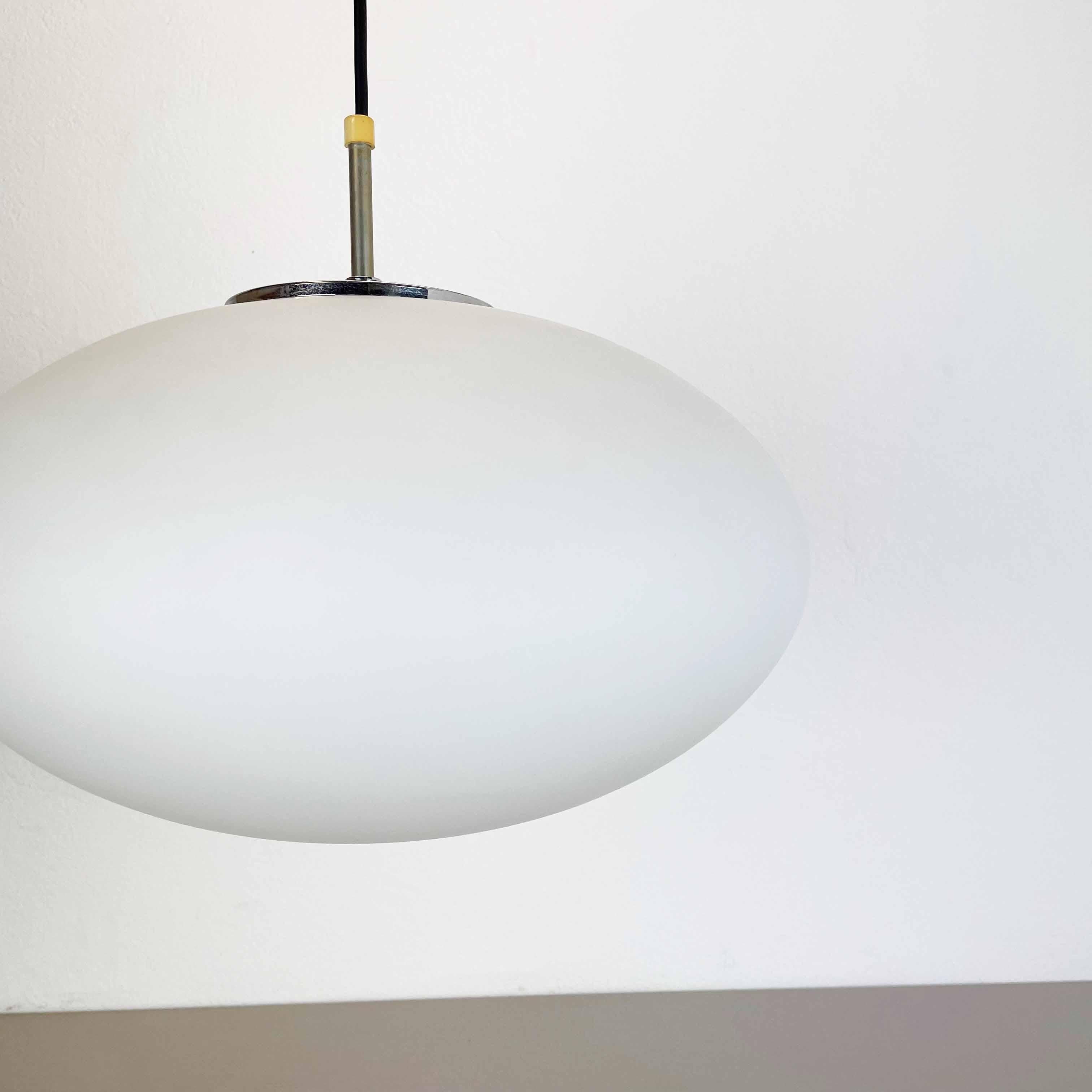 20th Century White UFO Opal Glass Hanging Light by Peill and Putzler, Germany, 1970s For Sale