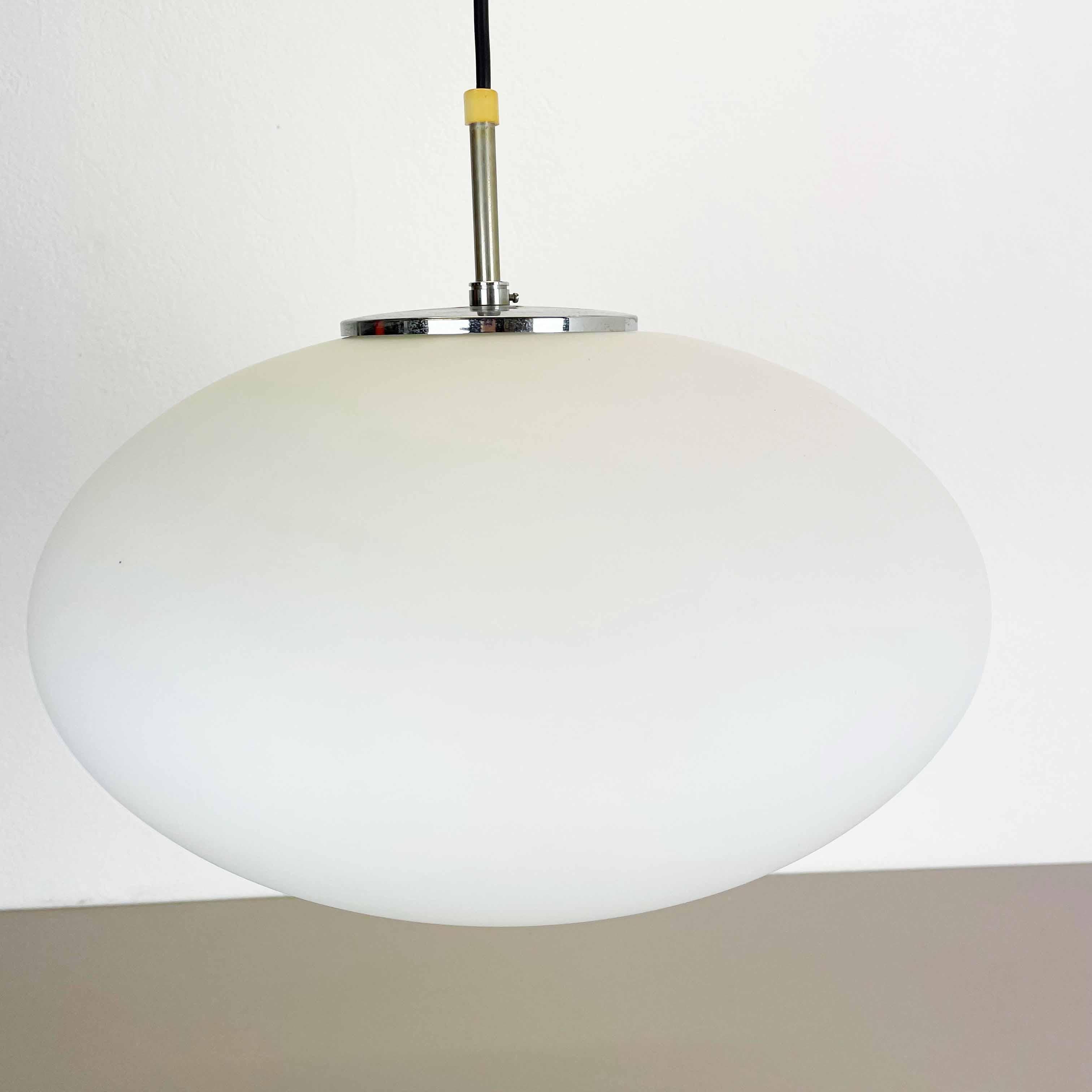 Metal White UFO Opal Glass Hanging Light by Peill and Putzler, Germany, 1970s For Sale