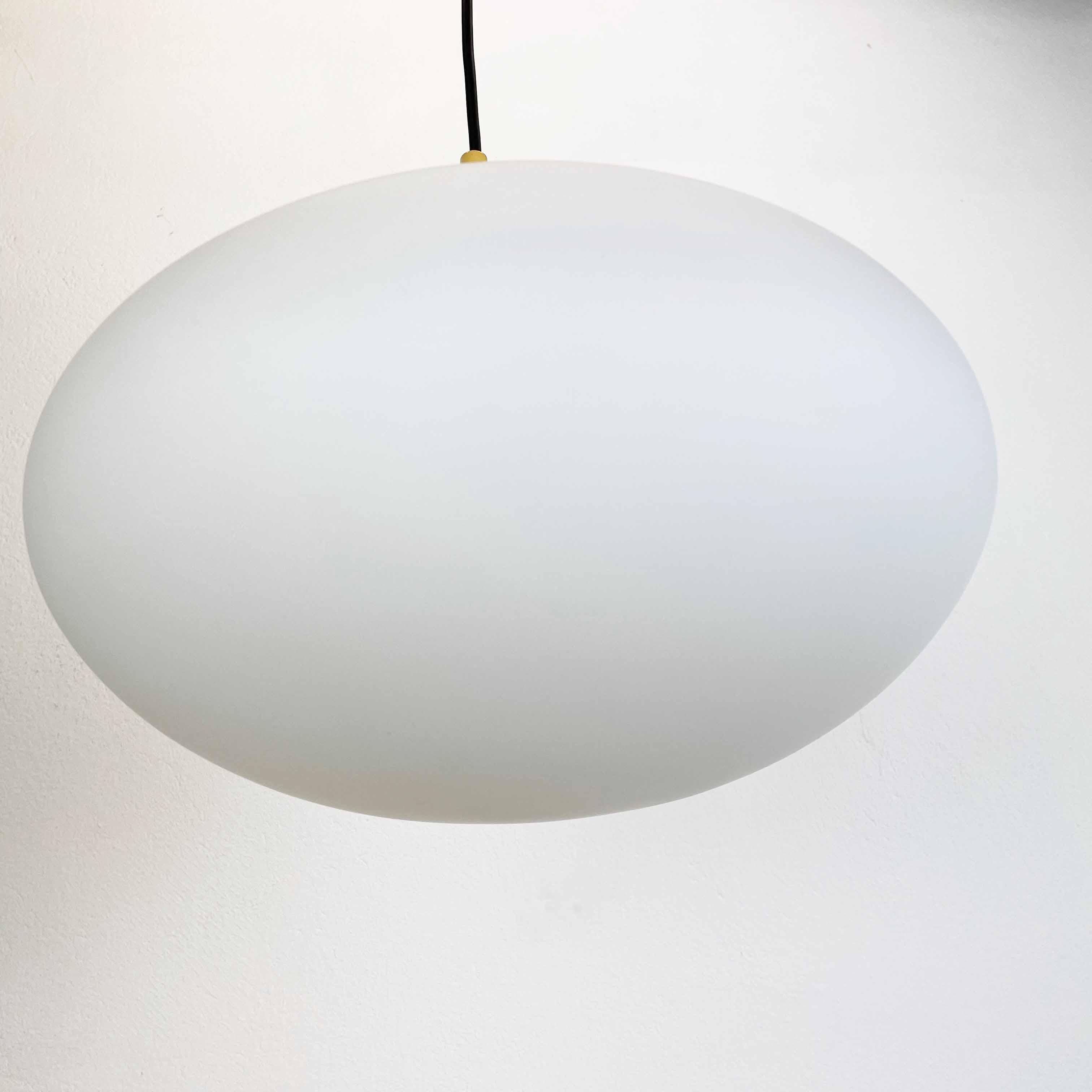 White UFO Opal Glass Hanging Light by Peill and Putzler, Germany, 1970s For Sale 2