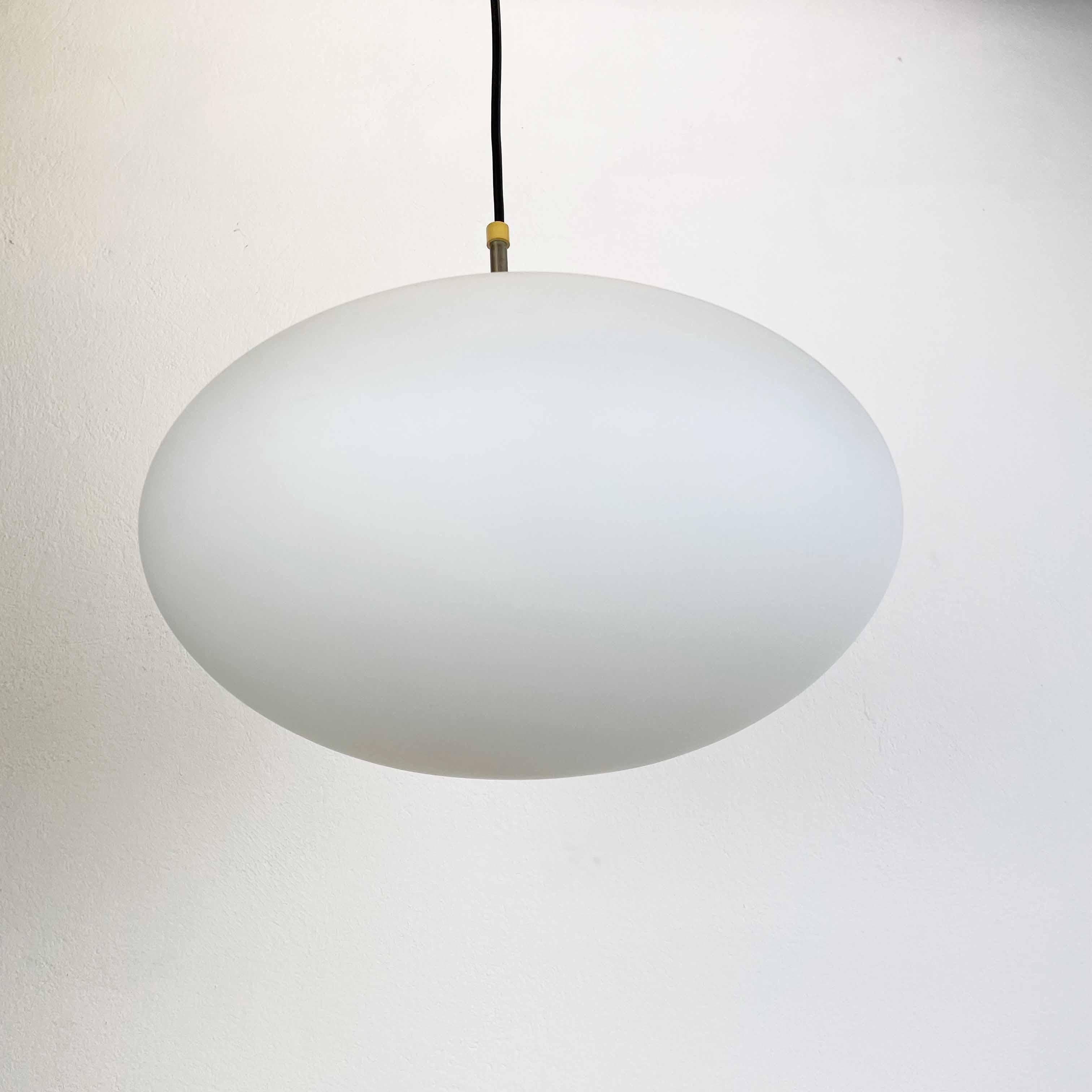 White UFO Opal Glass Hanging Light by Peill and Putzler, Germany, 1970s For Sale 3