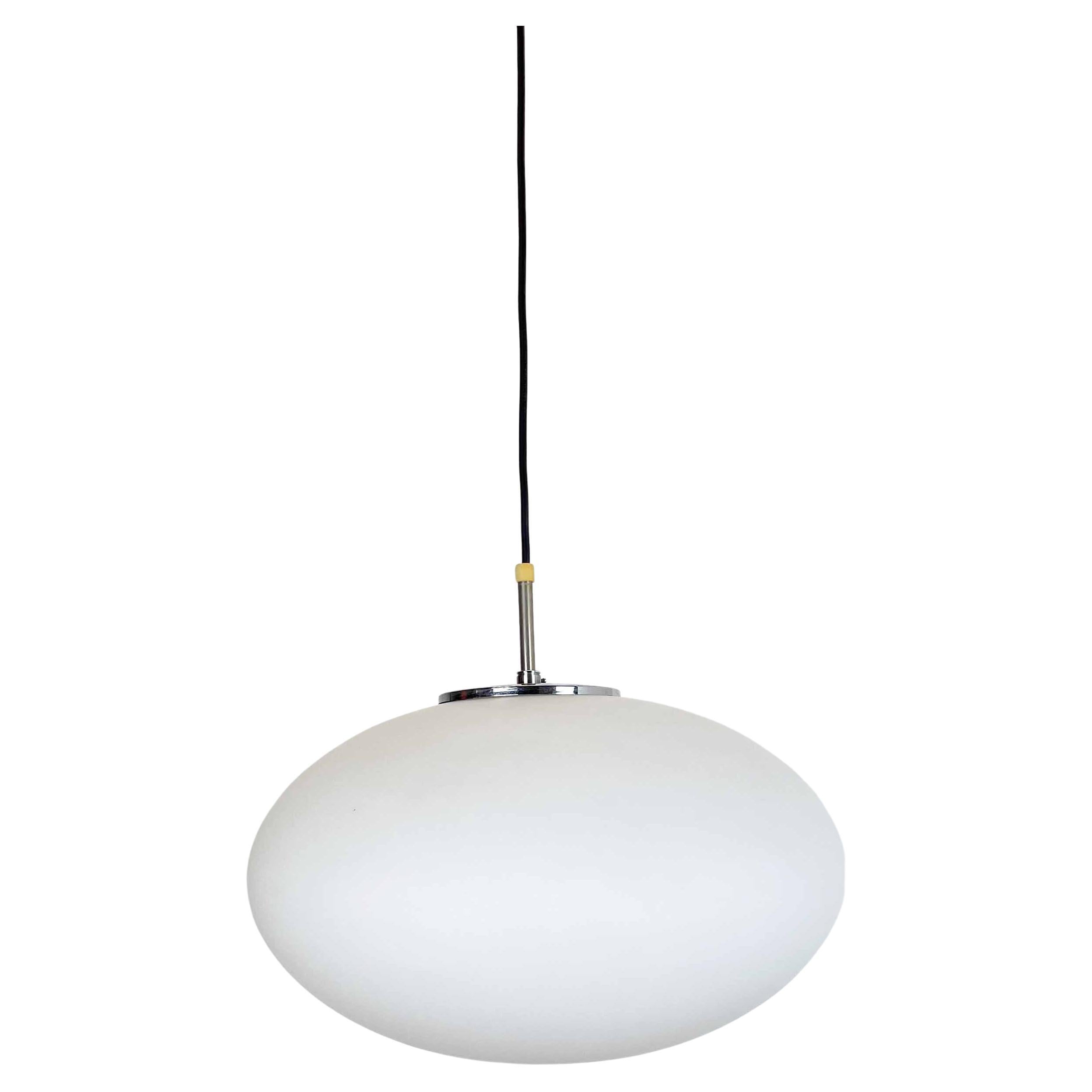 White UFO Opal Glass Hanging Light by Peill and Putzler, Germany, 1970s For Sale