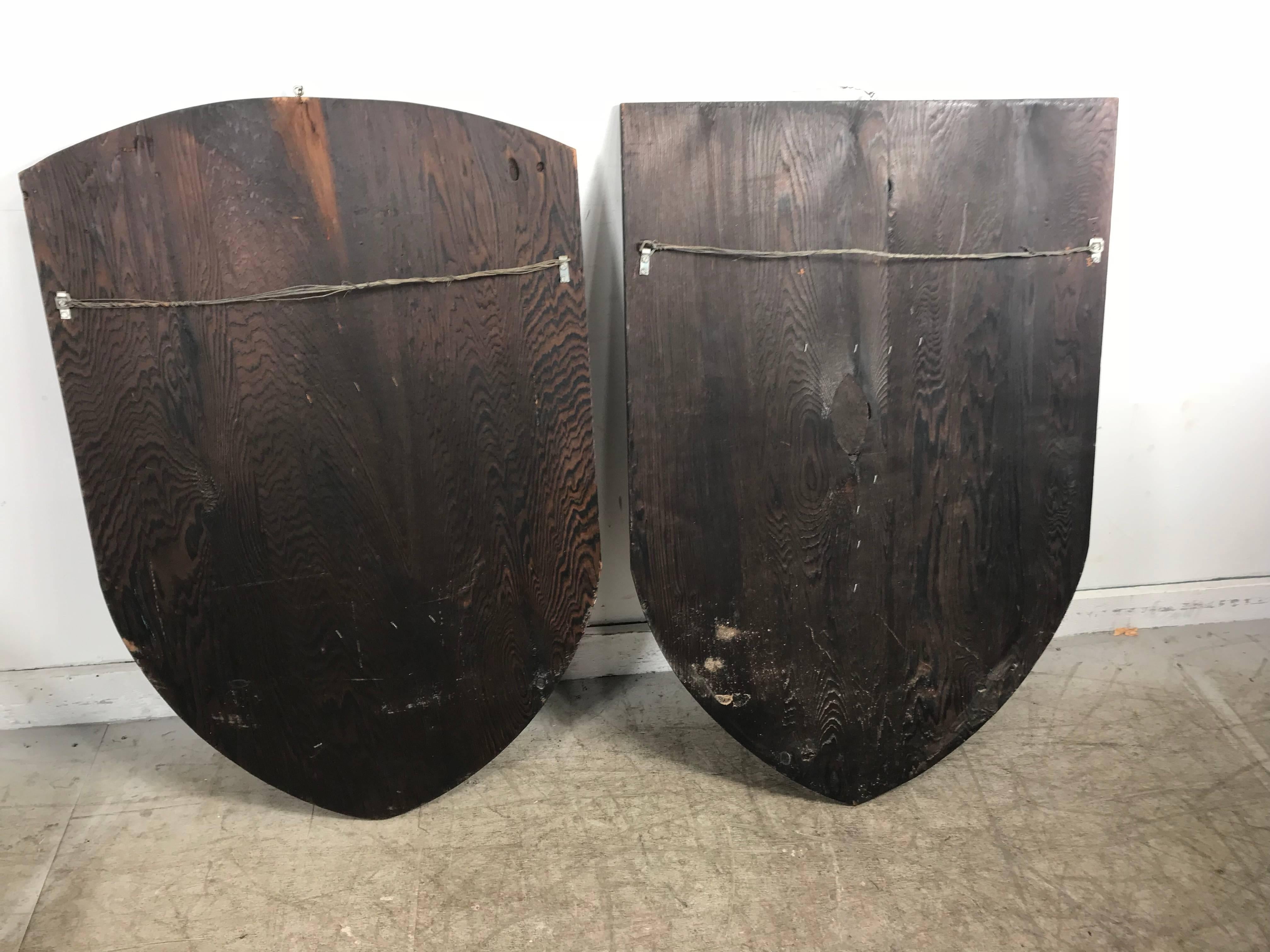 Large Witco, Carved Wood Shield Gladiator and Viking Wall Plaques 1