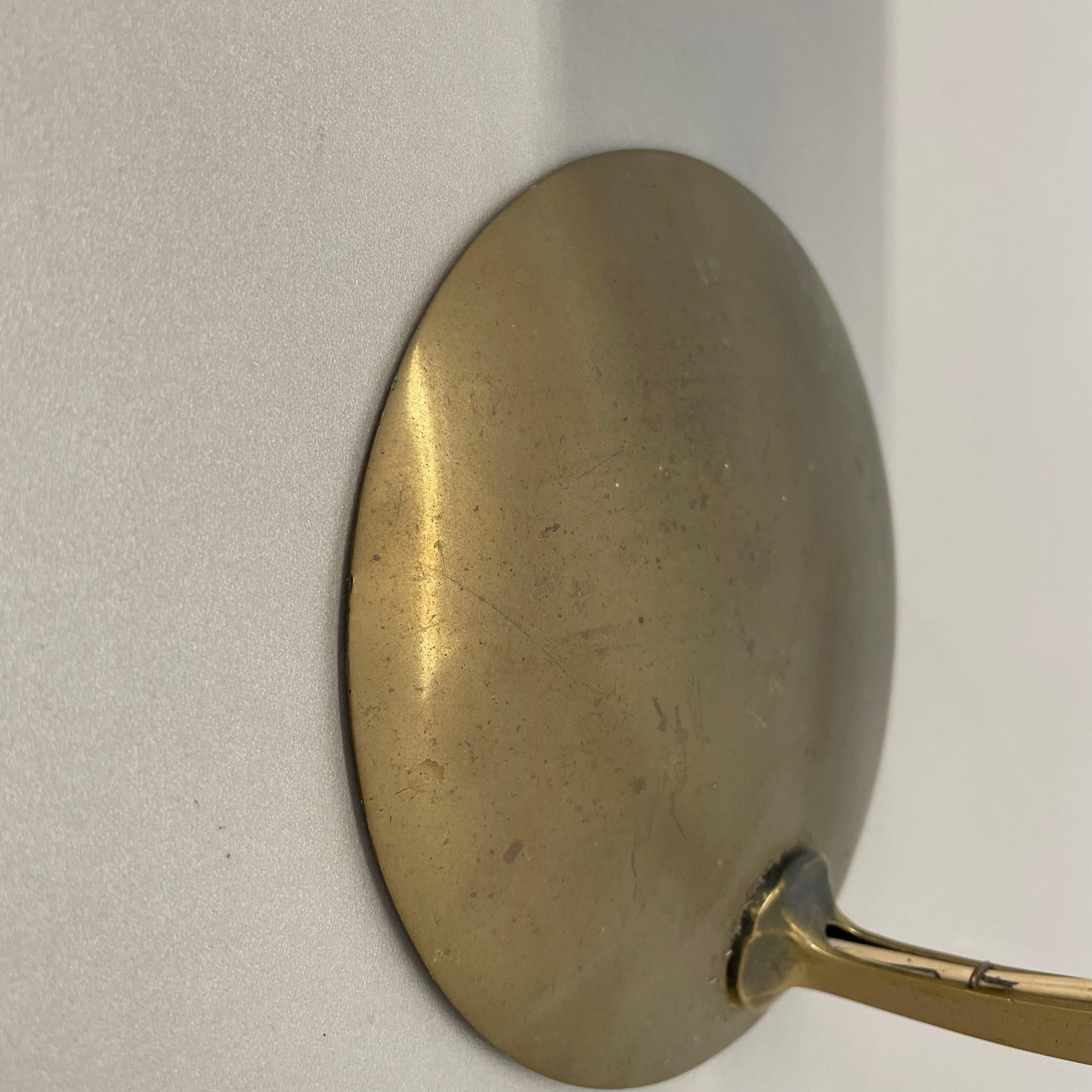 Large 36cm Modernist Brass and glass Theatre Wall Light Sconces, France, 1950s For Sale 3