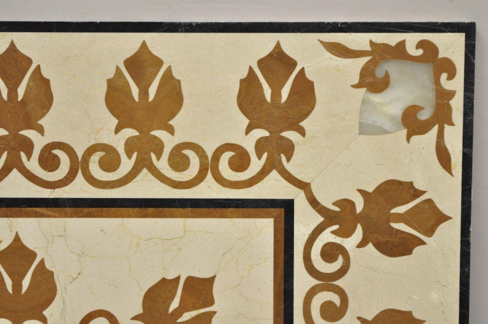 20th Century Large 36x36 Mediterranean Venetian Decorative Onyx Centerpiece Square Floor Tile For Sale