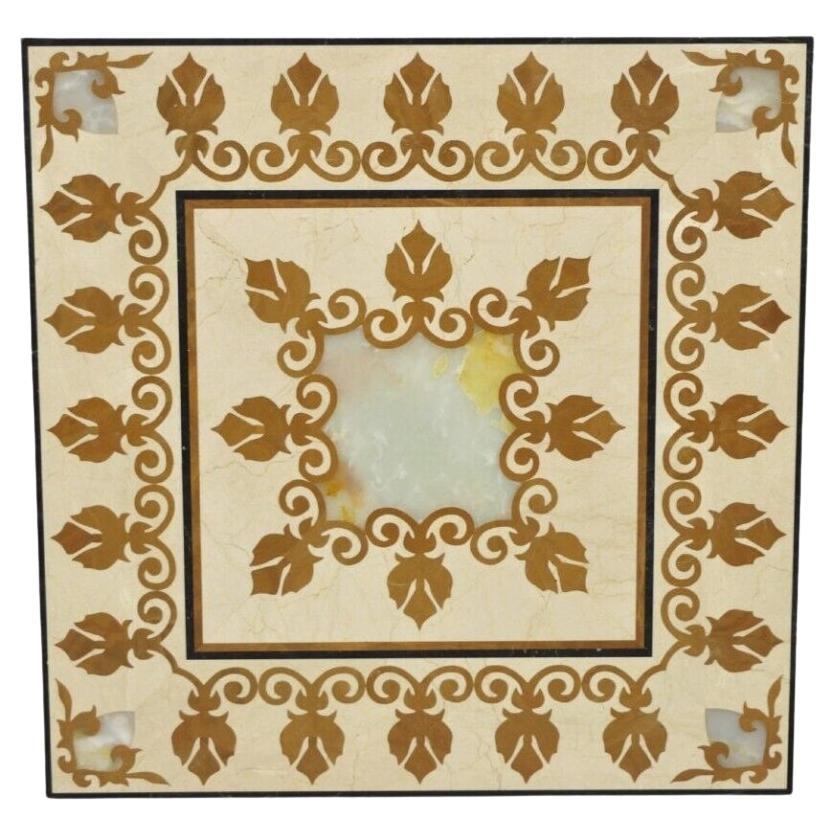 Großer, quadratischer, 36x36, mediterraner, venezianischer, dekorativer Onyx-Tafelaufsatz aus Onyx im Angebot
