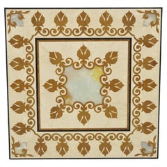 Vintage Large 36x36 Mediterranean Venetian Decorative Onyx Centerpiece Square Floor Tile