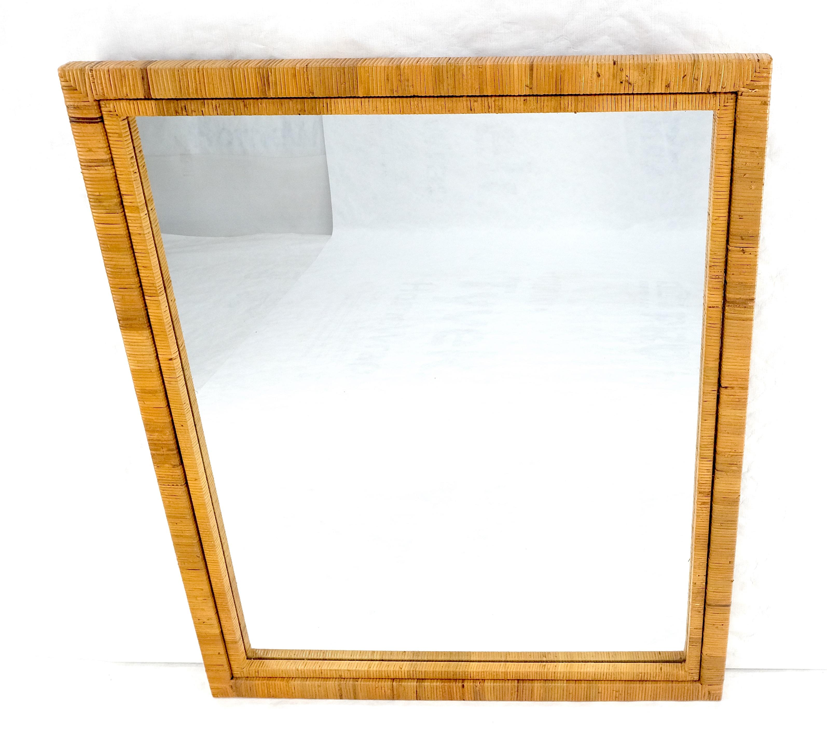 Large 36x44 c1970s Rectangle Rattan Cane Bamboo Frame Wall Mirror MINT en vente 2
