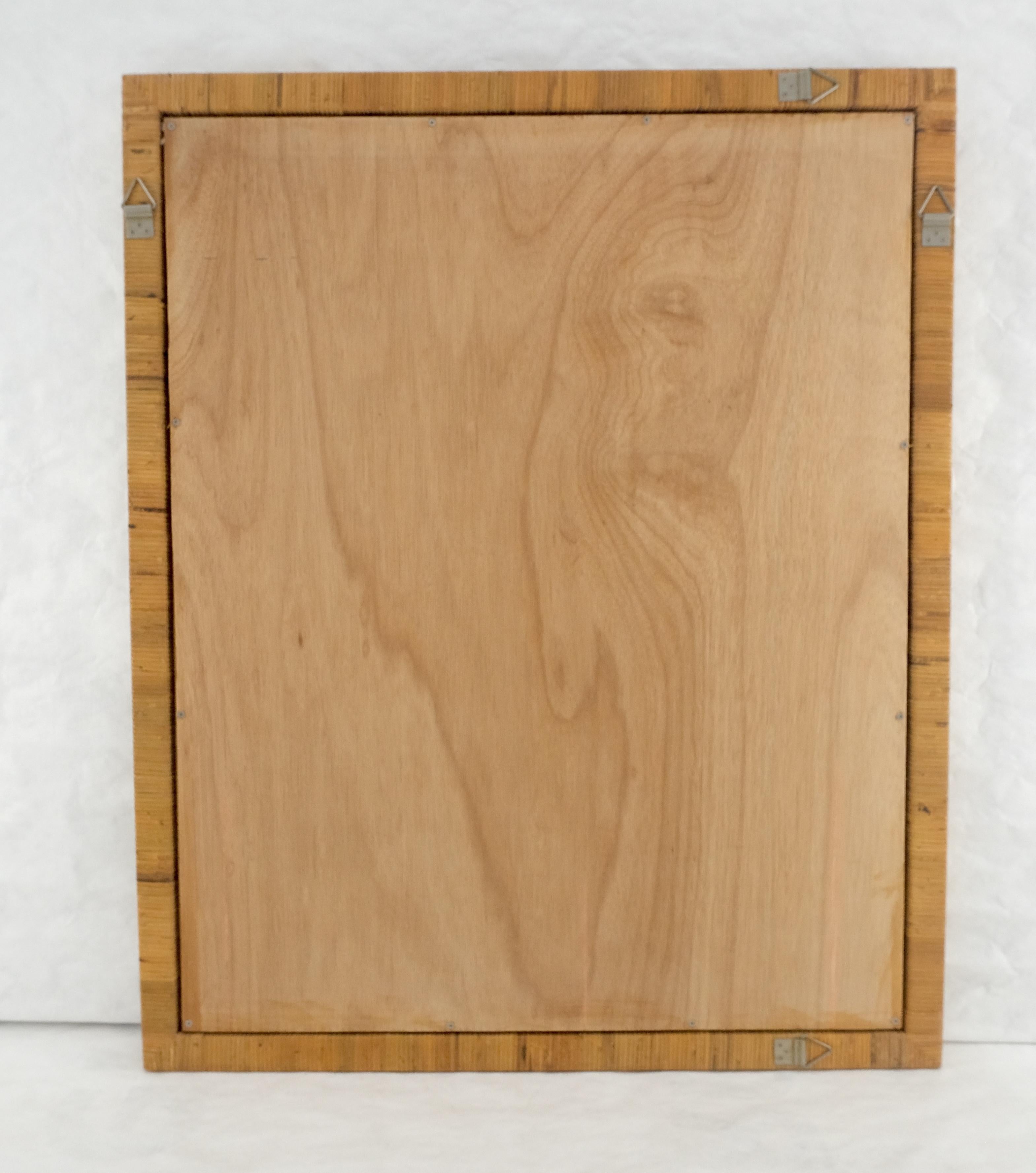 Large 36x44 c1970s Rectangle Rattan Cane Bamboo Frame Wall Mirror MINT en vente 3