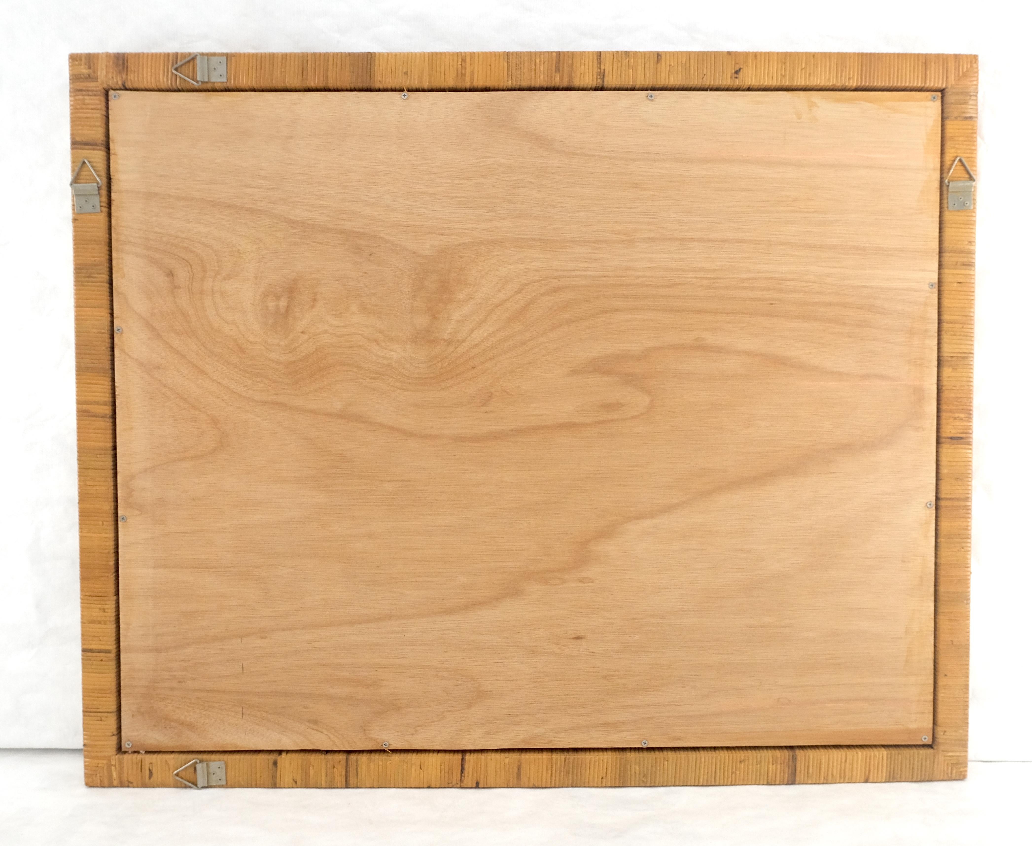 Large 36x44 c1970s Rectangle Rattan Cane Bamboo Frame Wall Mirror MINT en vente 4