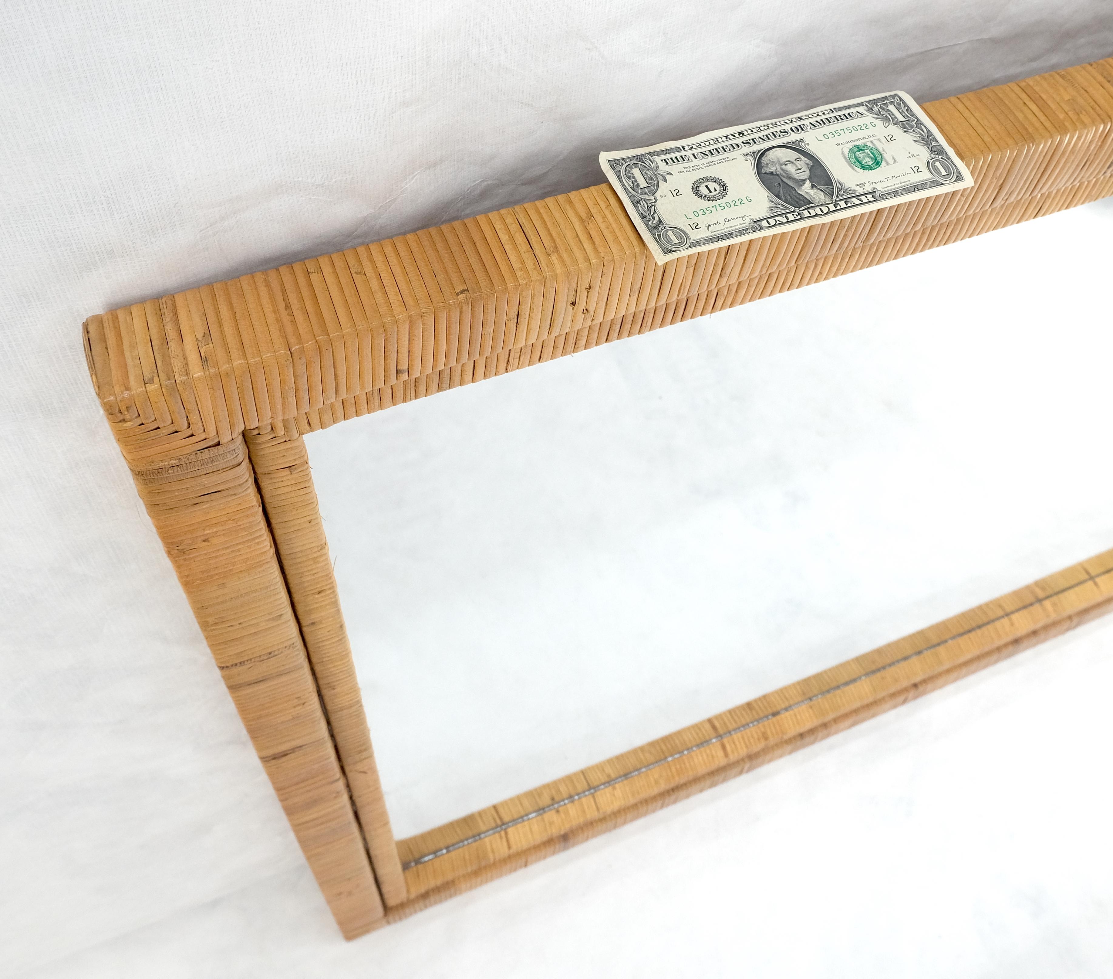 Large 36x44 c1970s Rectangle Rattan Cane Bamboo Frame Wall Mirror MINT en vente 5