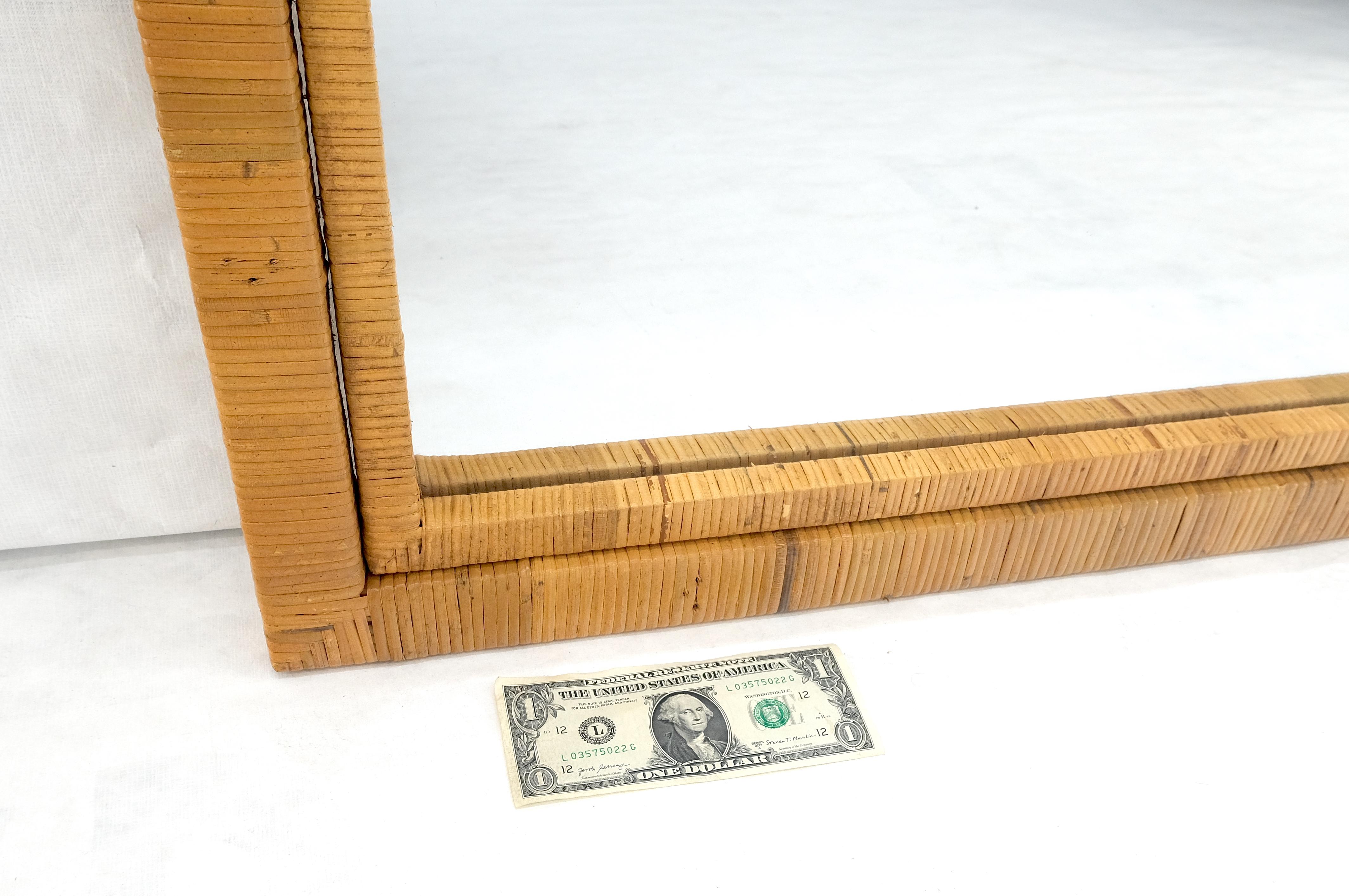 Large 36x44 c1970s Rectangle Rattan Cane Bamboo Frame Wall Mirror MINT en vente 6