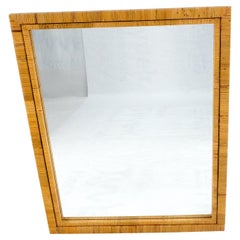 Large 36x44 c1970s Rectangle Rattan Cane Bamboo Frame Wall Mirror MINT