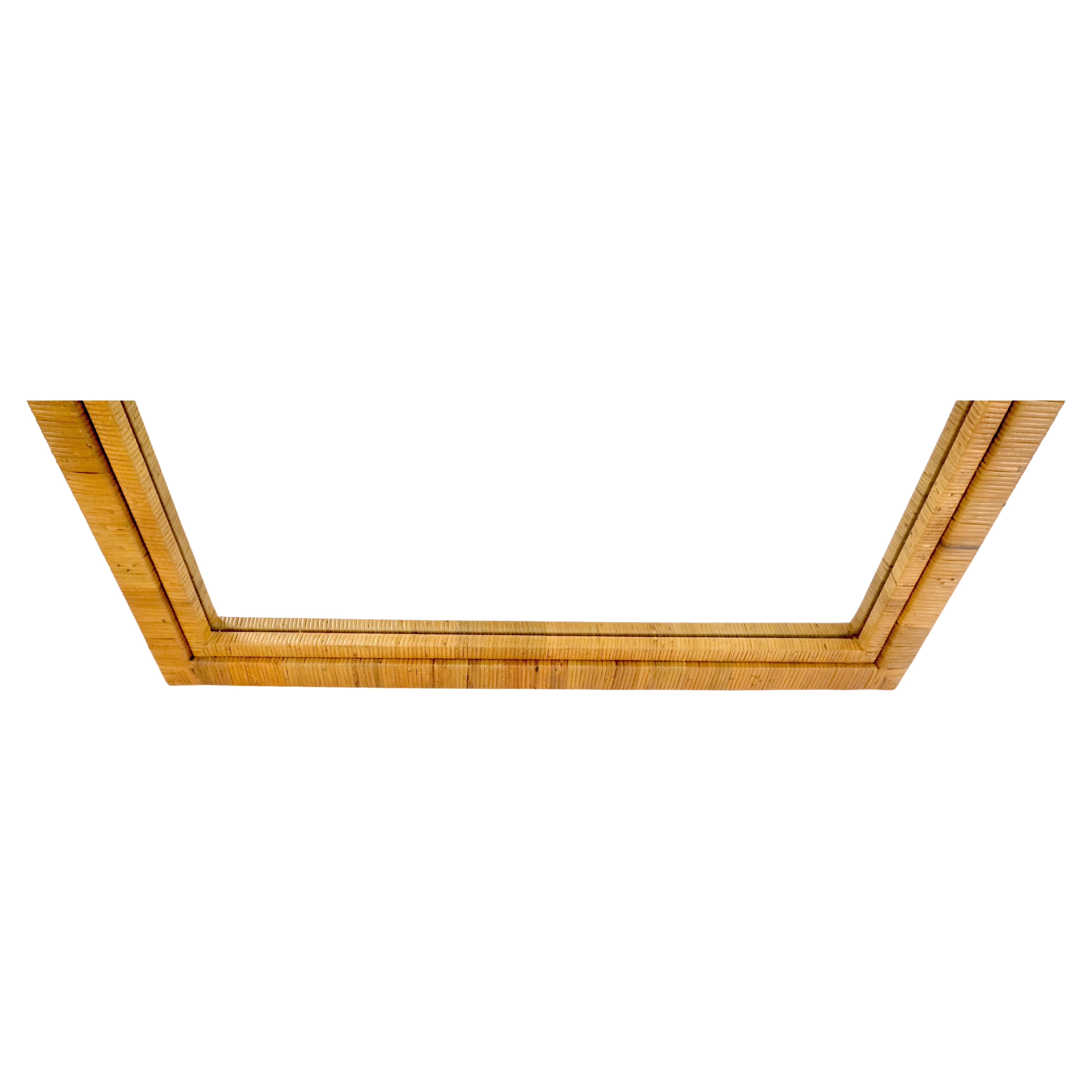 Mid-Century Modern Large 36x44 c1970s Rectangle Rattan Cane Bamboo Frame Wall Mirror MINT en vente
