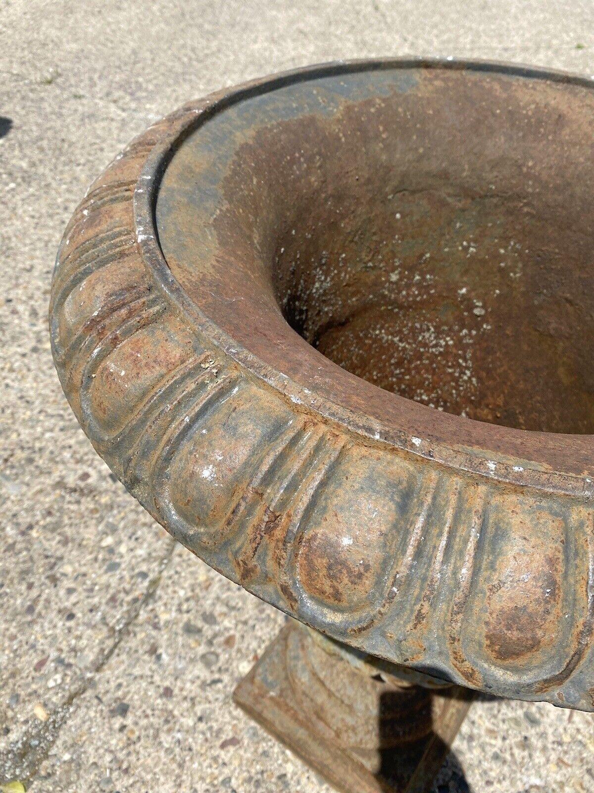 Große kannelierte Campana-Urne aus Gusseisen für den Außenbereich (Neoklassisch) im Angebot