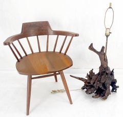 Large 37" Tall Mid Century Modern Varnished Oiled Driftwood Table Lamp MINT