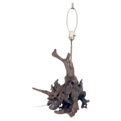 Grande lampada da tavolo in legno driftwood verniciato e oliato alta 37" del Mid Century Modern MINT