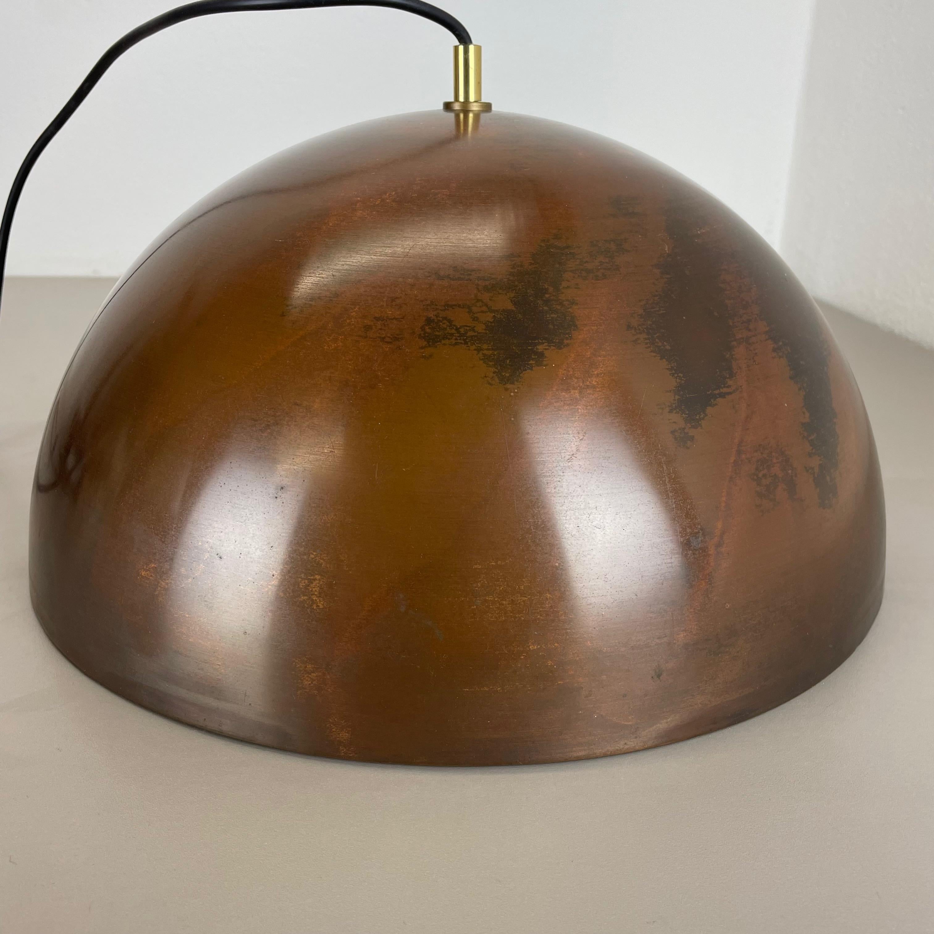 Large 37cm Modernist Patinated Copper Stilnovo Style Hanging Light, Italy, 1970 For Sale 8