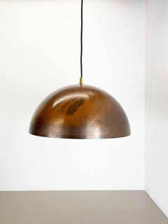 Large 37cm Modernist Patinated Copper Stilnovo Style Hanging Light, Italy, 1970