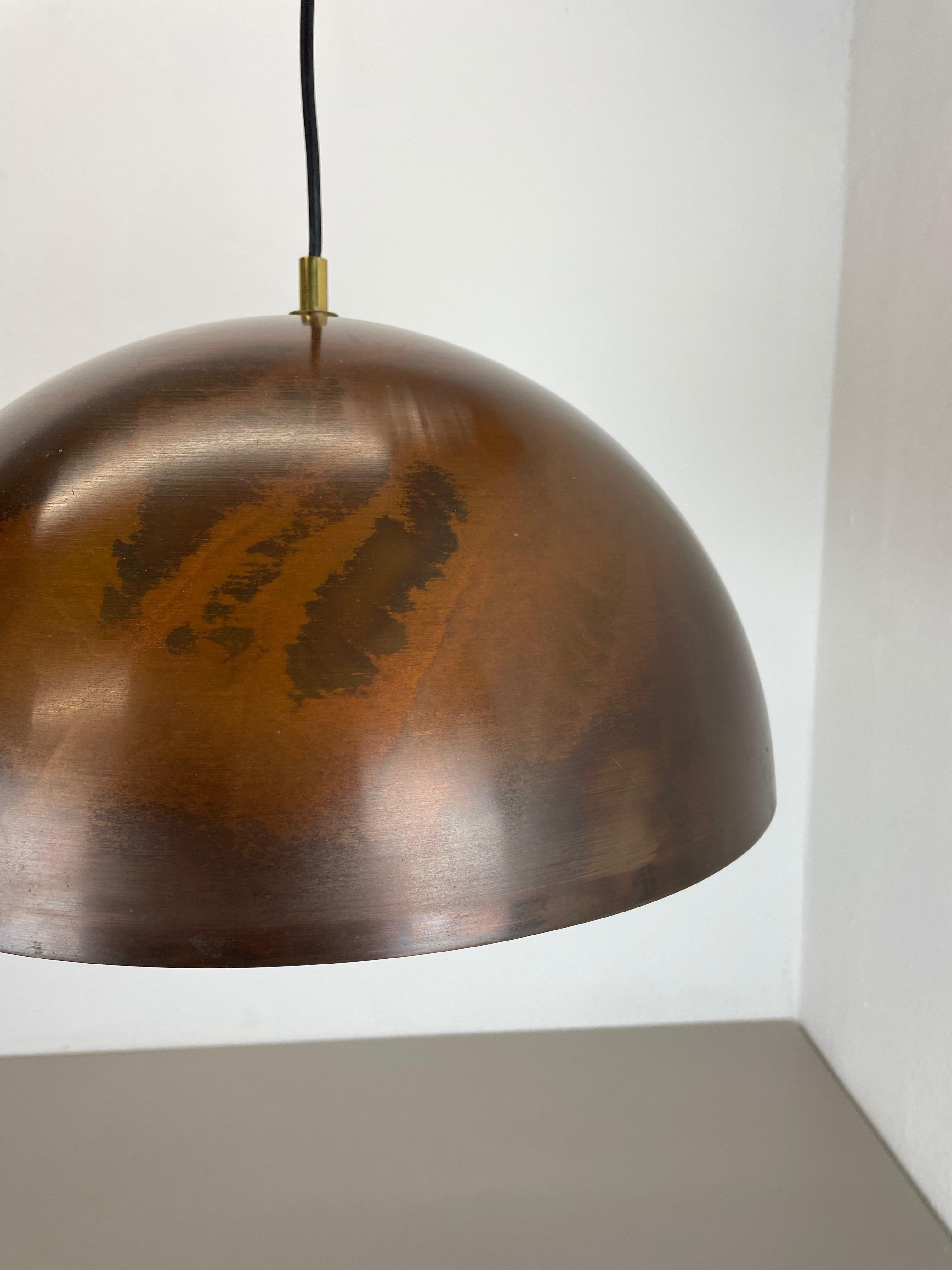 Italian Large 37cm Modernist Patinated Copper Stilnovo Style Hanging Light, Italy, 1970 For Sale