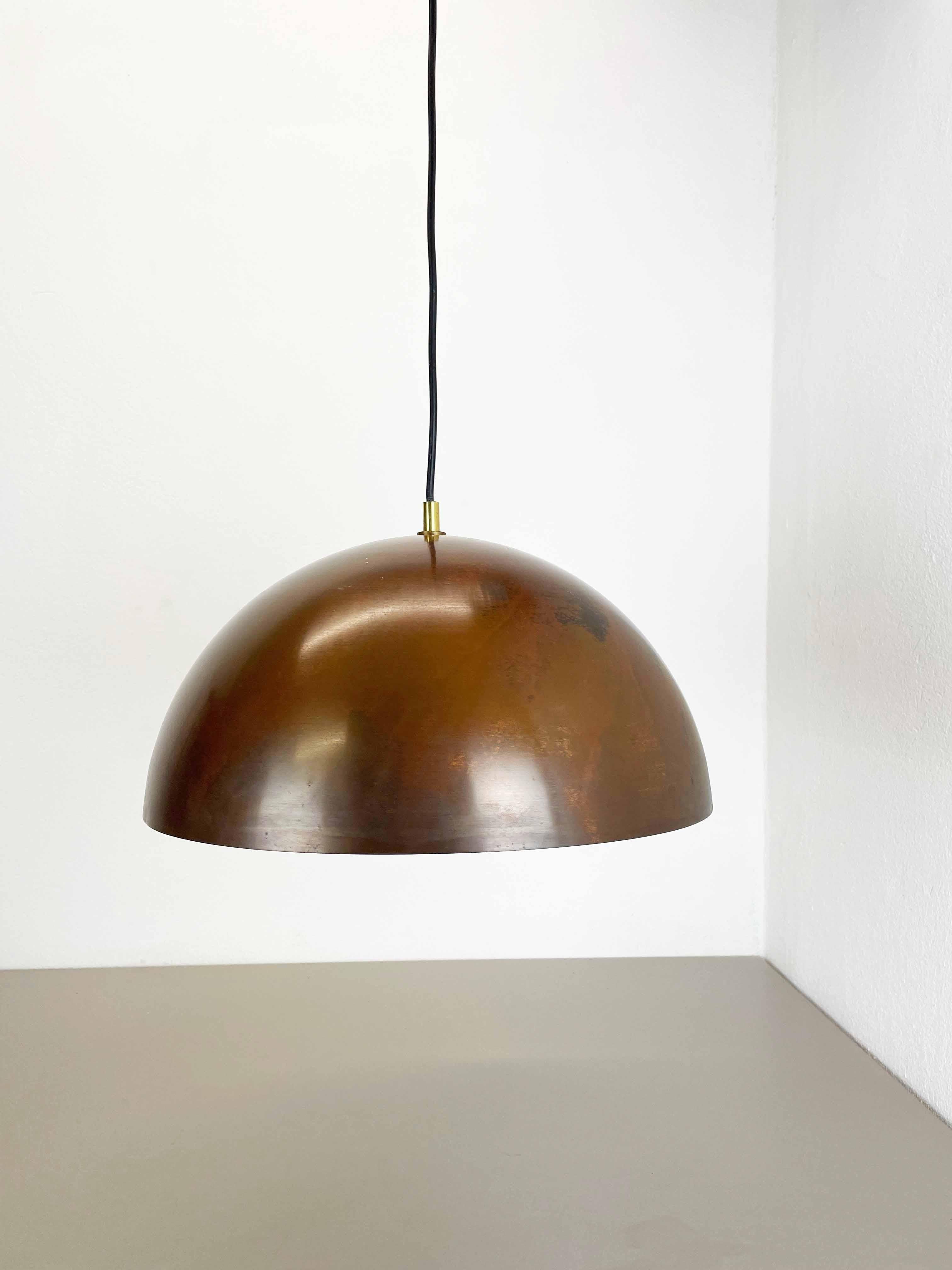 Large 37cm Modernist Patinated Copper Stilnovo Style Hanging Light, Italy, 1970 For Sale 2
