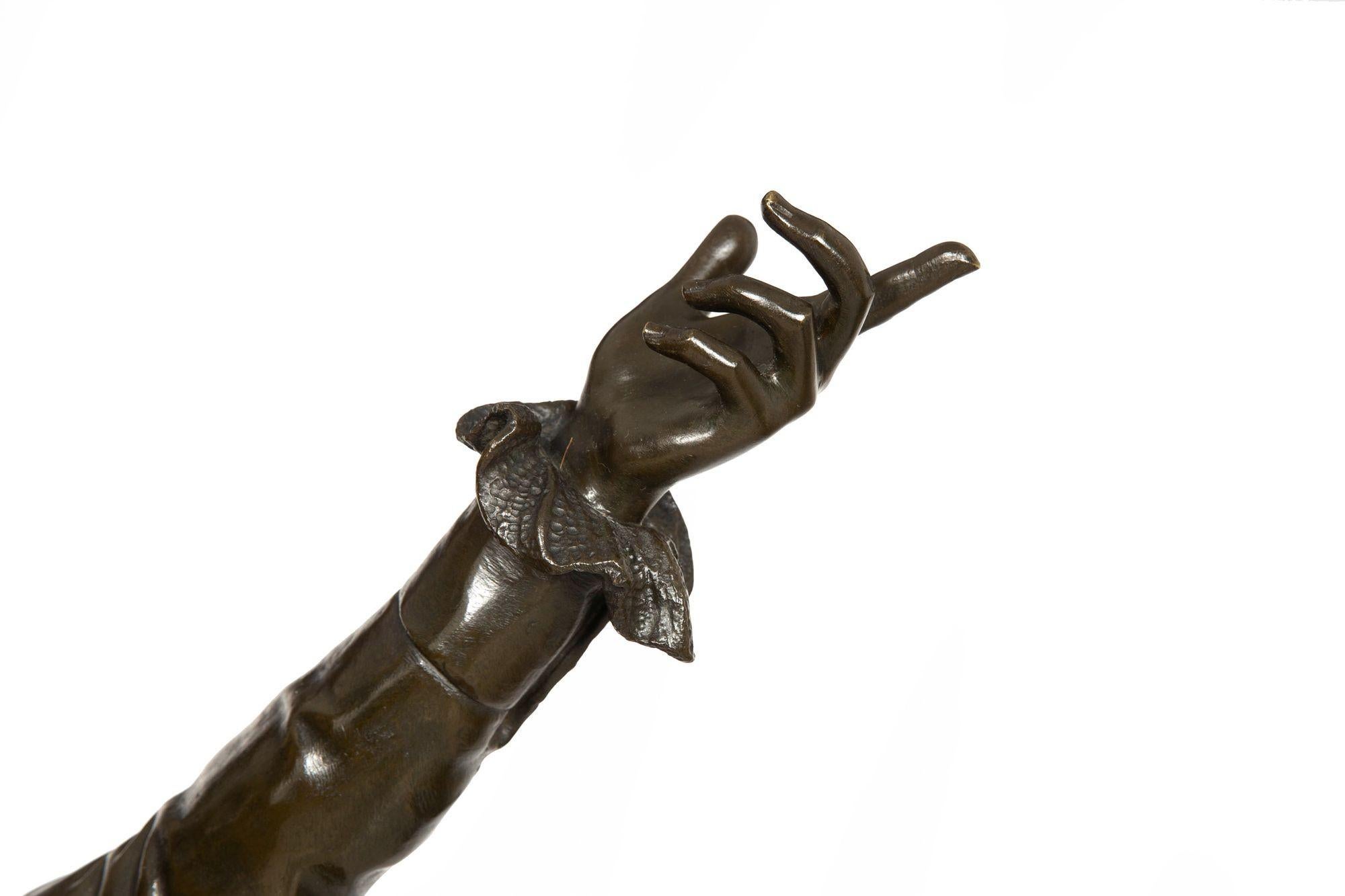 Large 38” French Antique Bronze Sculpture of Camille Desmoulins by Dumaige For Sale 15