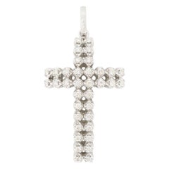 Large 3.80CTW Diamond Cross Pendant made in 14k White Gold