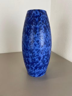 Large 38cm Pottery Fat Lava "blue-blue" Floor Vase Made by Scheurich, 1970s