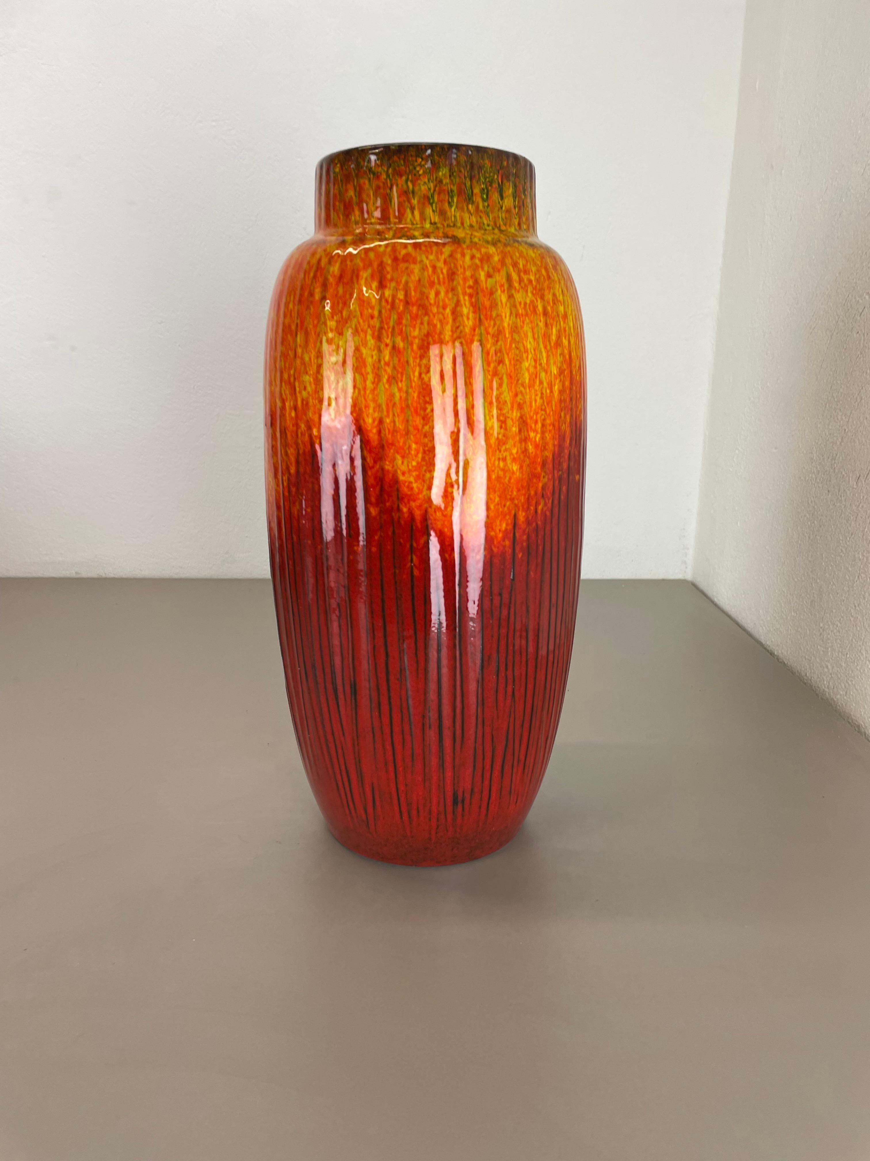 Article:

Fat lava art vase extra large version


Model: 553-38


Producer:

Scheurich, Germany



Decade:

1970s


Description:

This original vintage vase was produced in the 1970s in Germany. It is made of ceramic pottery in fat lava optic with
