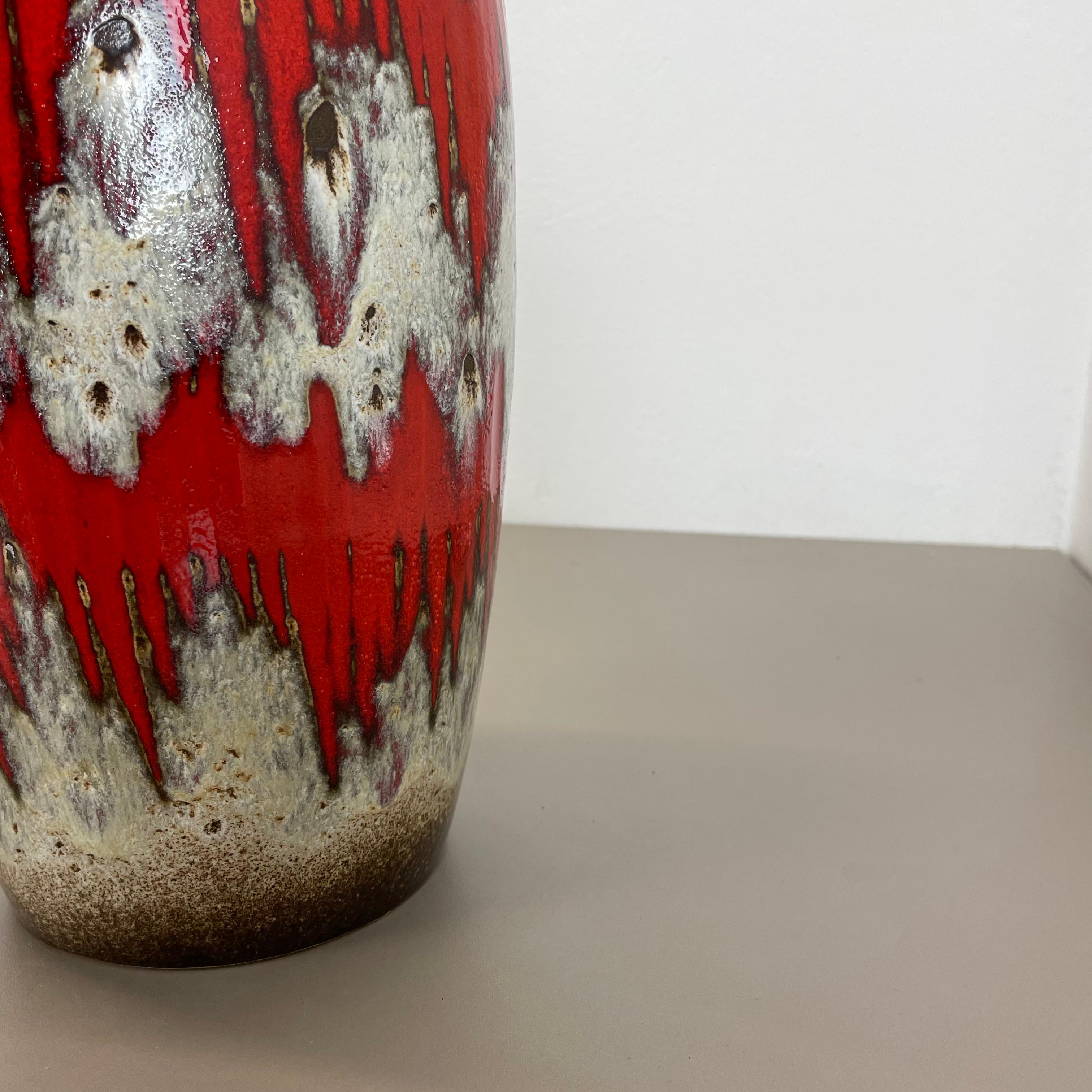 Grand vase de 38 cm en poterie Zig Zag Lora Fat Lava par Scheurich, Allemagne, années 1970 en vente 9