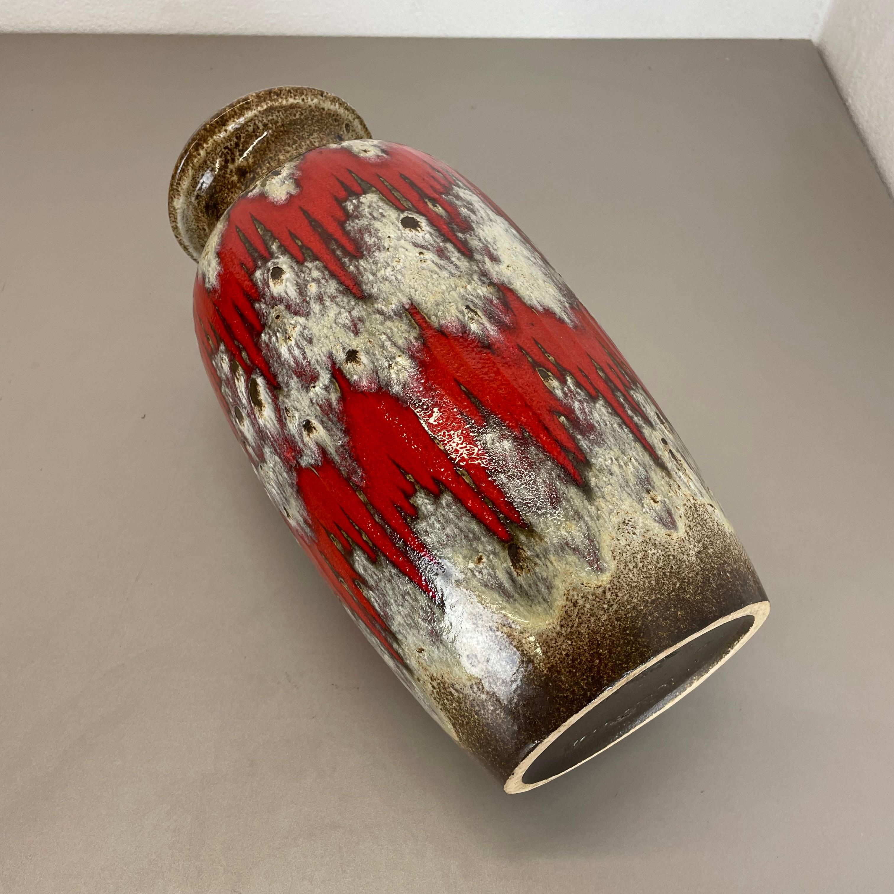 Grand vase de 38 cm en poterie Zig Zag Lora Fat Lava par Scheurich, Allemagne, années 1970 en vente 10