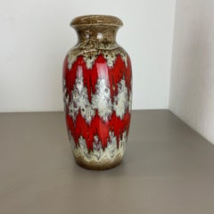 large 38cm Zig Zag Lora Pottery Fat Lava Vase by Scheurich, Germany, 1970s