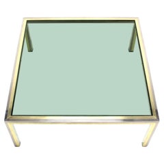 Grande table basse carrée de 39 pouces avec plateau en verre teinté chromé Romeo Rega 