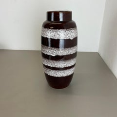 Large 39cm Pottery Fat Lava "white-rings" Floor Vase Made by Scheurich, 1970s